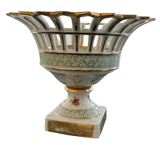 Vintage Reticulated Compote Bowl by Sadek (10"W)