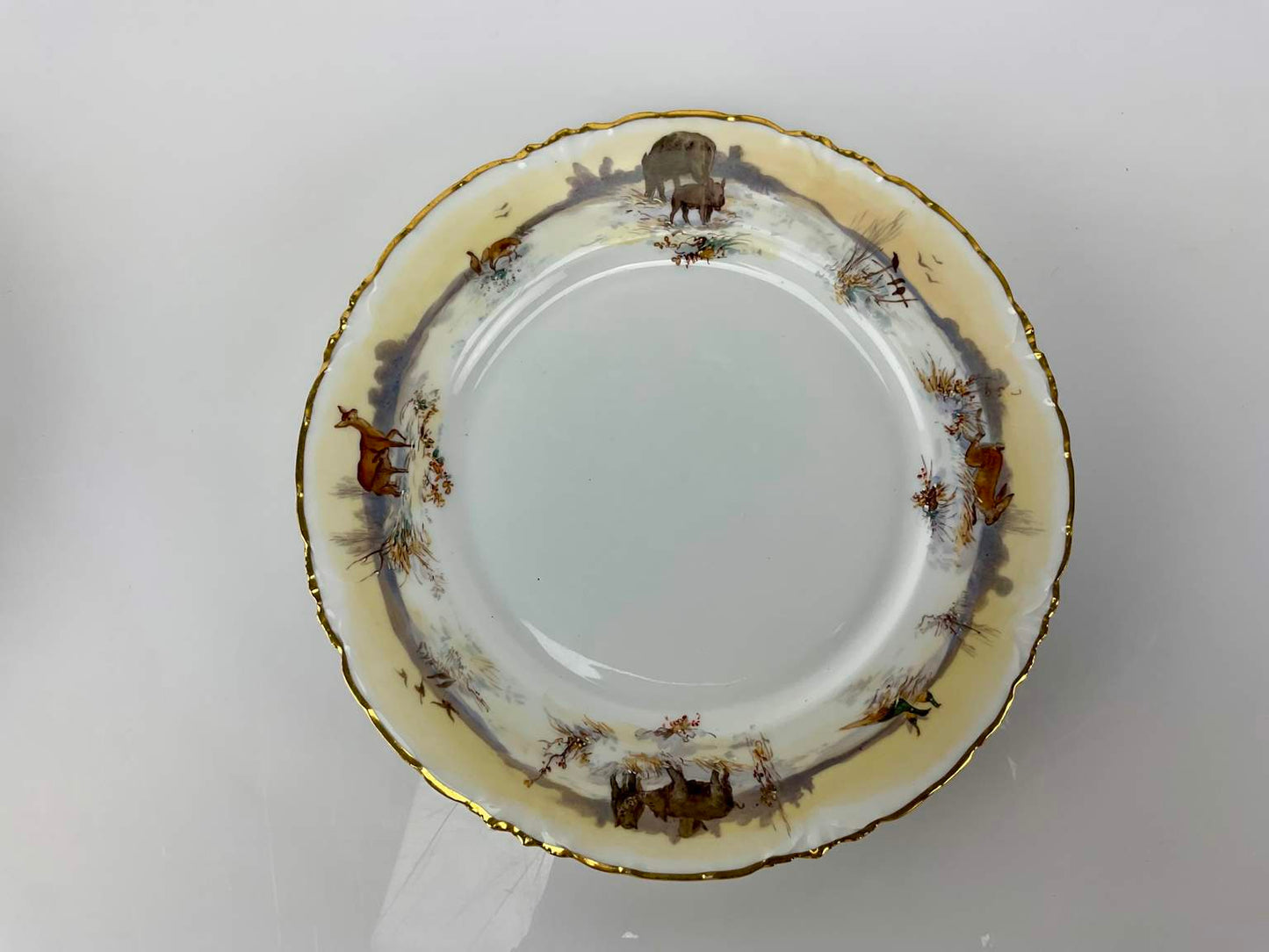 Three Antique Heufel & Co. Dresden Hand Painted Plates, Marked (1891-1901)