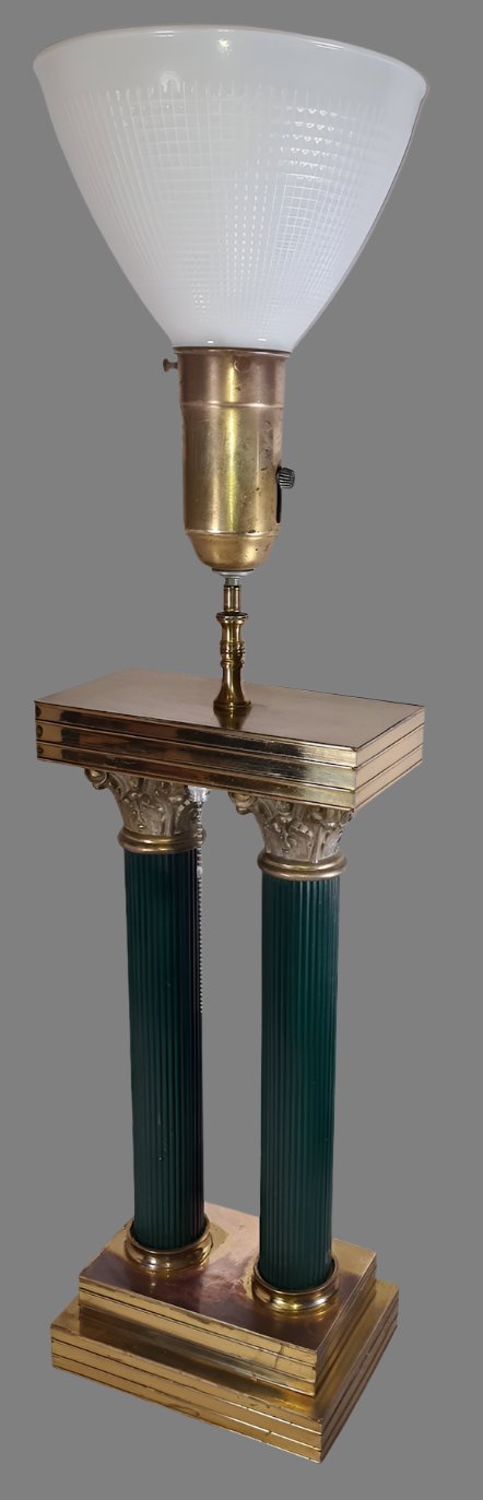 Antique Tall Table Lamp with Corinthian Columns