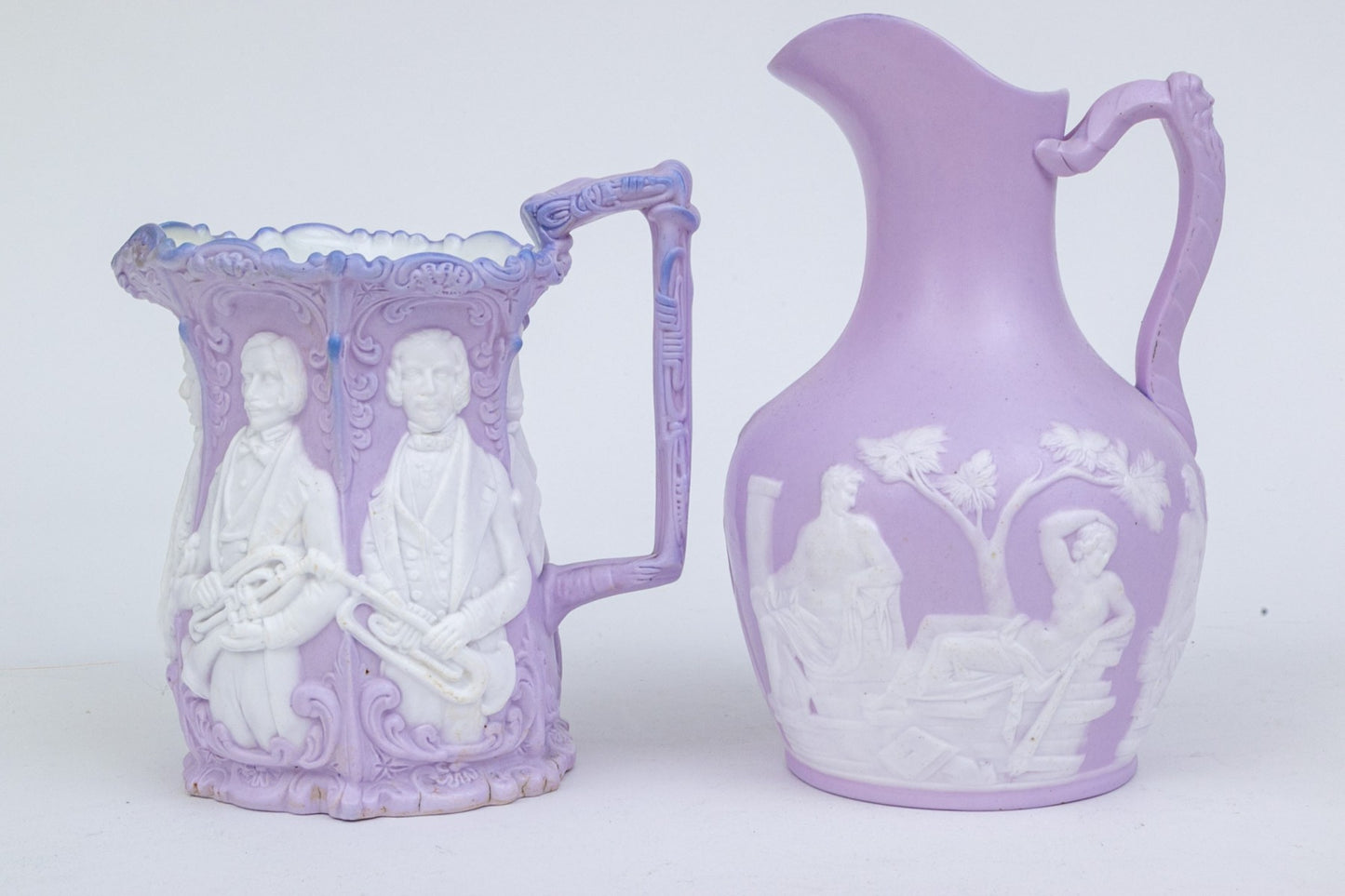 Sam L Alcock & Co High Relief Ceramic Water Pitchers And Creamers - 6 pcs
