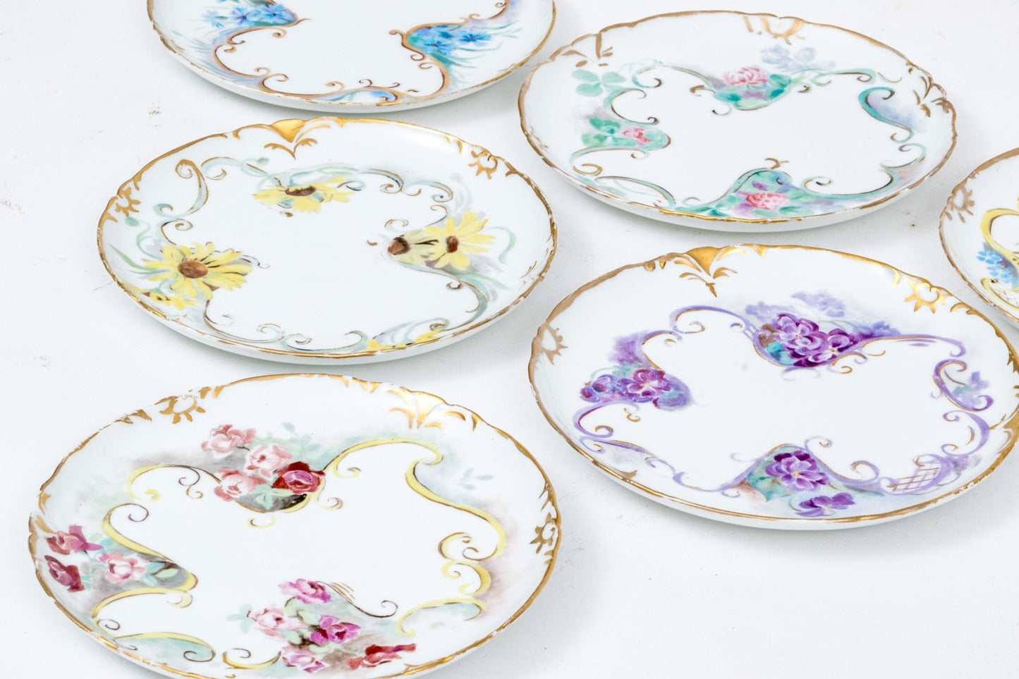 Set Of Six French Porcelain Breads And Butter Dishes