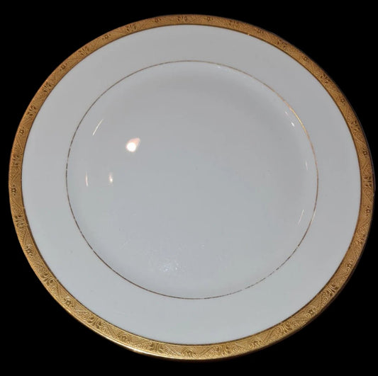 Vintage Gold Trimmed Dinner Plates - Cauldon England for WH Perry NYC, Set of 11