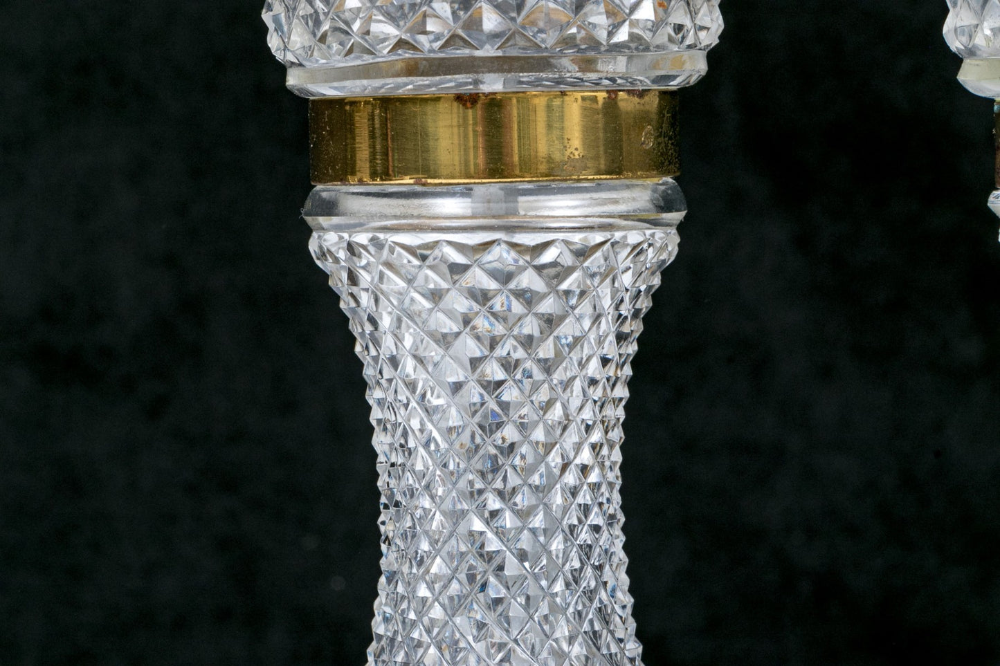 Pair Of French Crystal And Brass Salt And Pepper Shakers