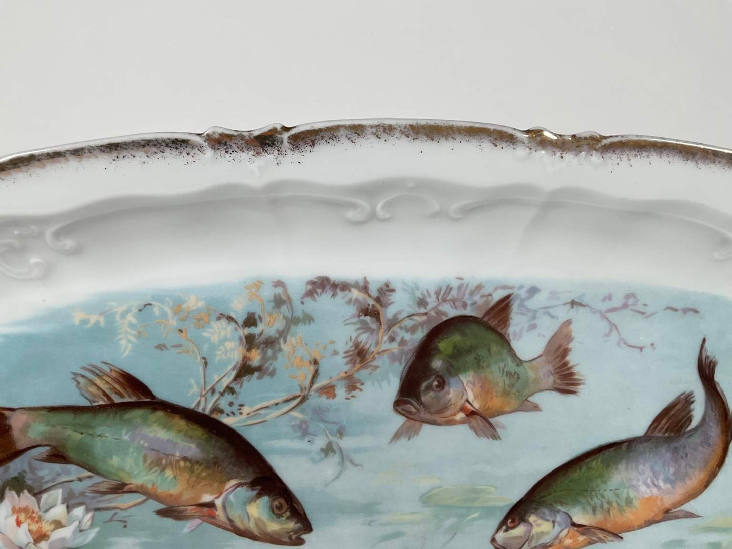 Collection of Antique Victoria Austria Porcelain Fish Dinnerware - 14 pcs