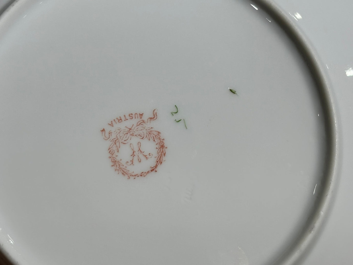 Set Of Rare Antique 7 Austrian Porcelain Desert Plates, 8"