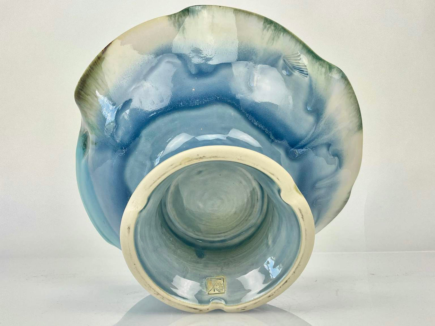 Jon Puzzuoli Pottery Footed Bowl, Signed