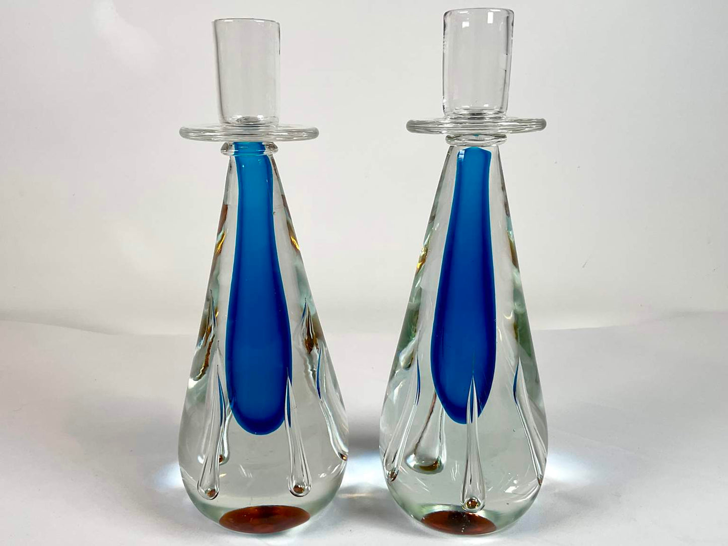 Italian Art Glass Bowl and Candlesticks (3 Pieces)