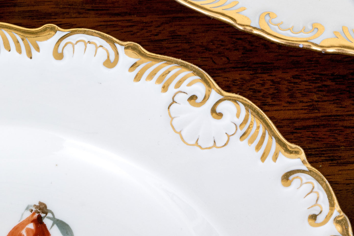Set Of Six Antique German, Meissen Porcelain Porcelain Fruit Plates