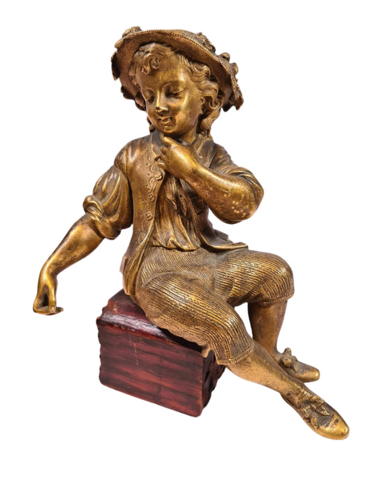 Young Boy Child Cherub Bronze Statue