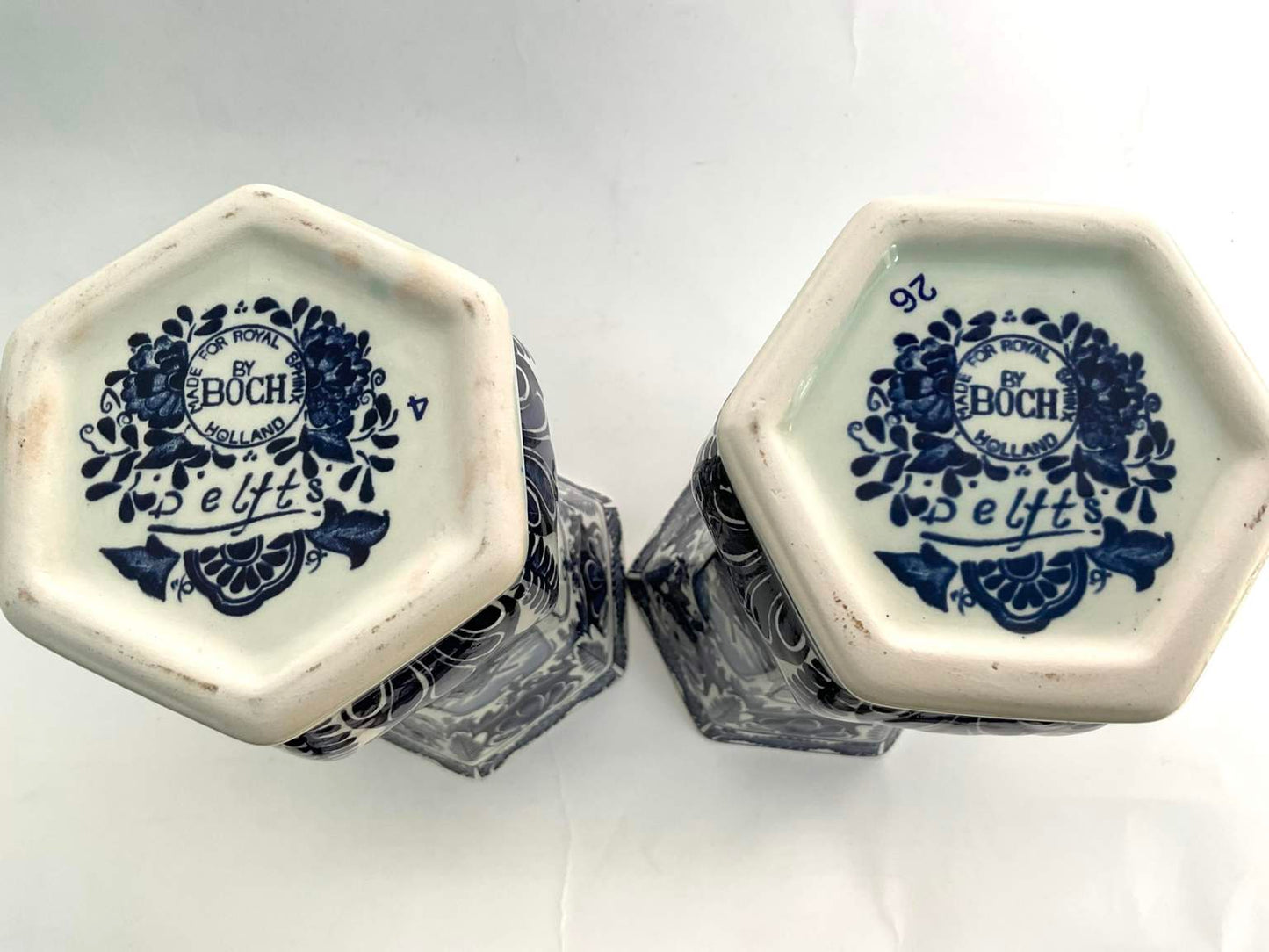 Pair of Delft by Boch for Royal Sphinx Vases
