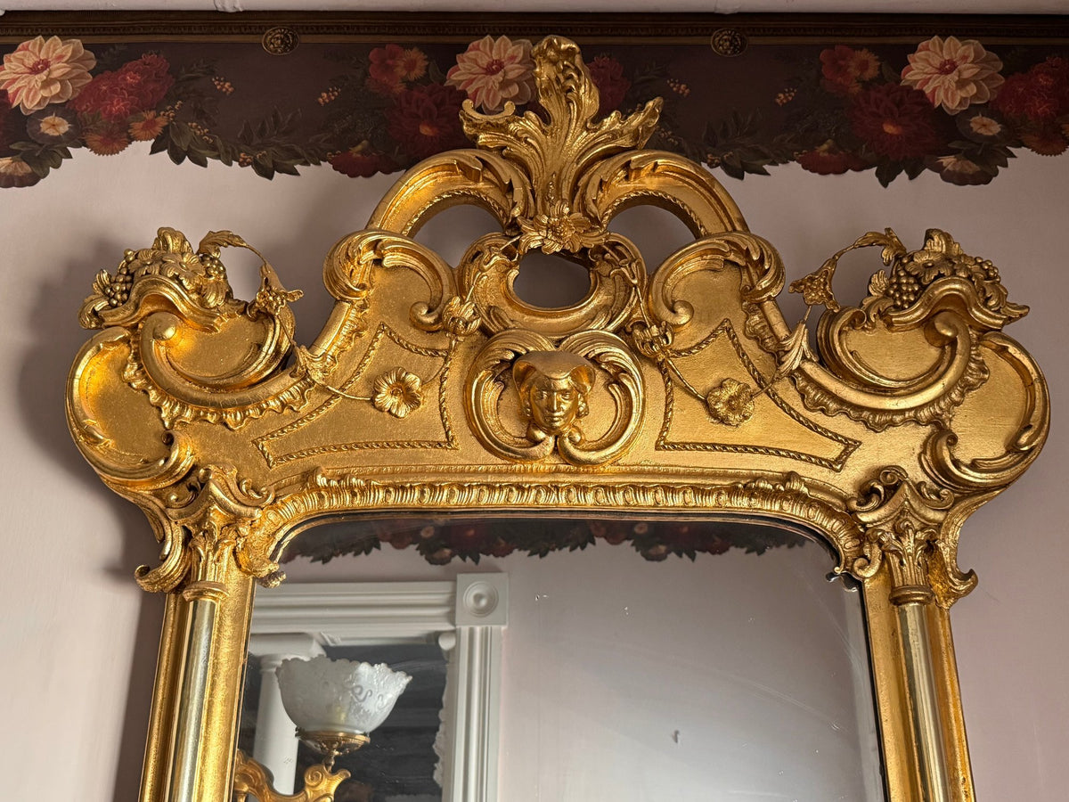 Monumental 19th-Century Rococo Revival Giltwood Pier Mirror &amp; Matching Console, c. 1860–1875