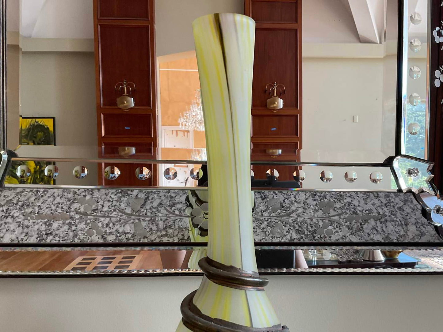 Hand Blown Murano Art Glass Vase, Unsigned
