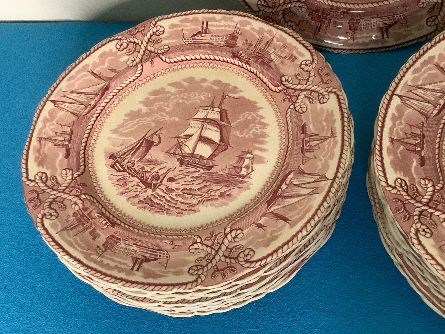 Original Victorian MASON'S IRONSTONE AMERICAN MARINE PLATES - 17 pcs