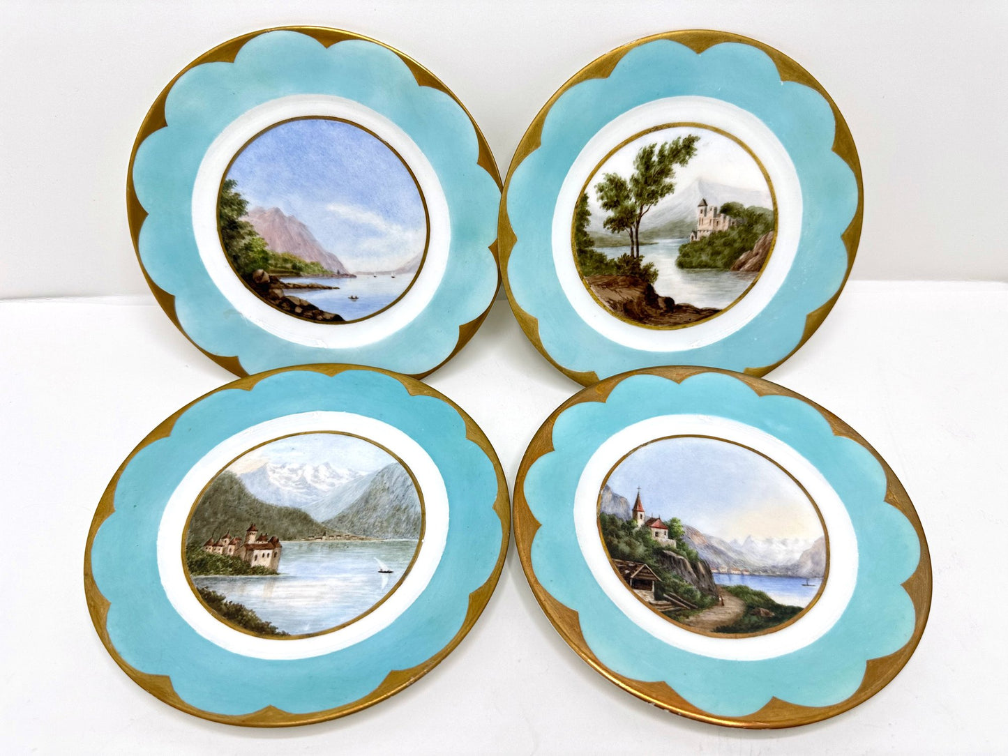 Signed 1870s Antique Dessert Plates & Royal Crown Derby Plate