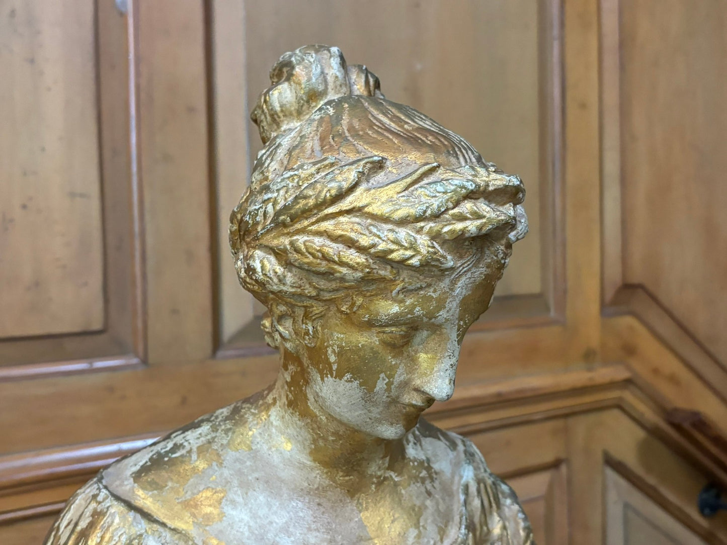 A Large 19th Century Gilt Plaster Female Figural Statue