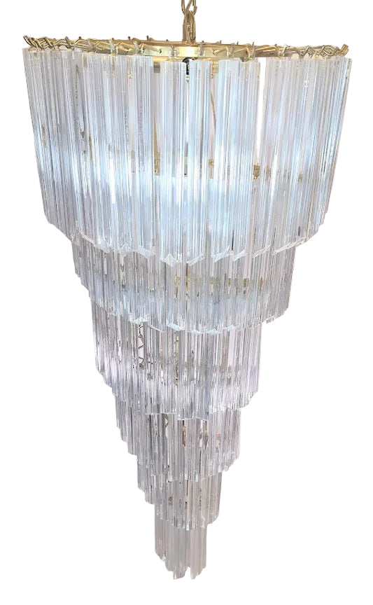 Very Large Vintage Italian Murano Glass Spiral Chandelier 55"