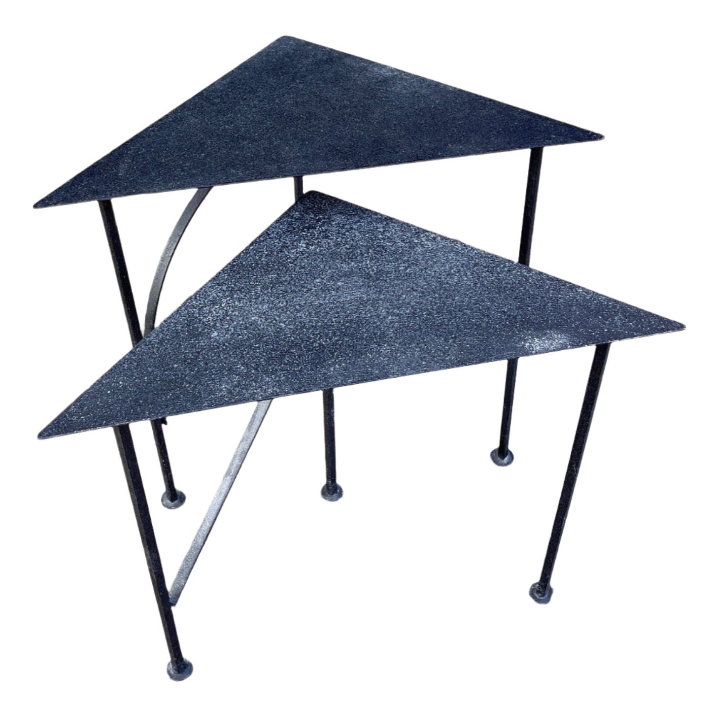 Pair Of Triangular Postmodern Iron Nesting Tables