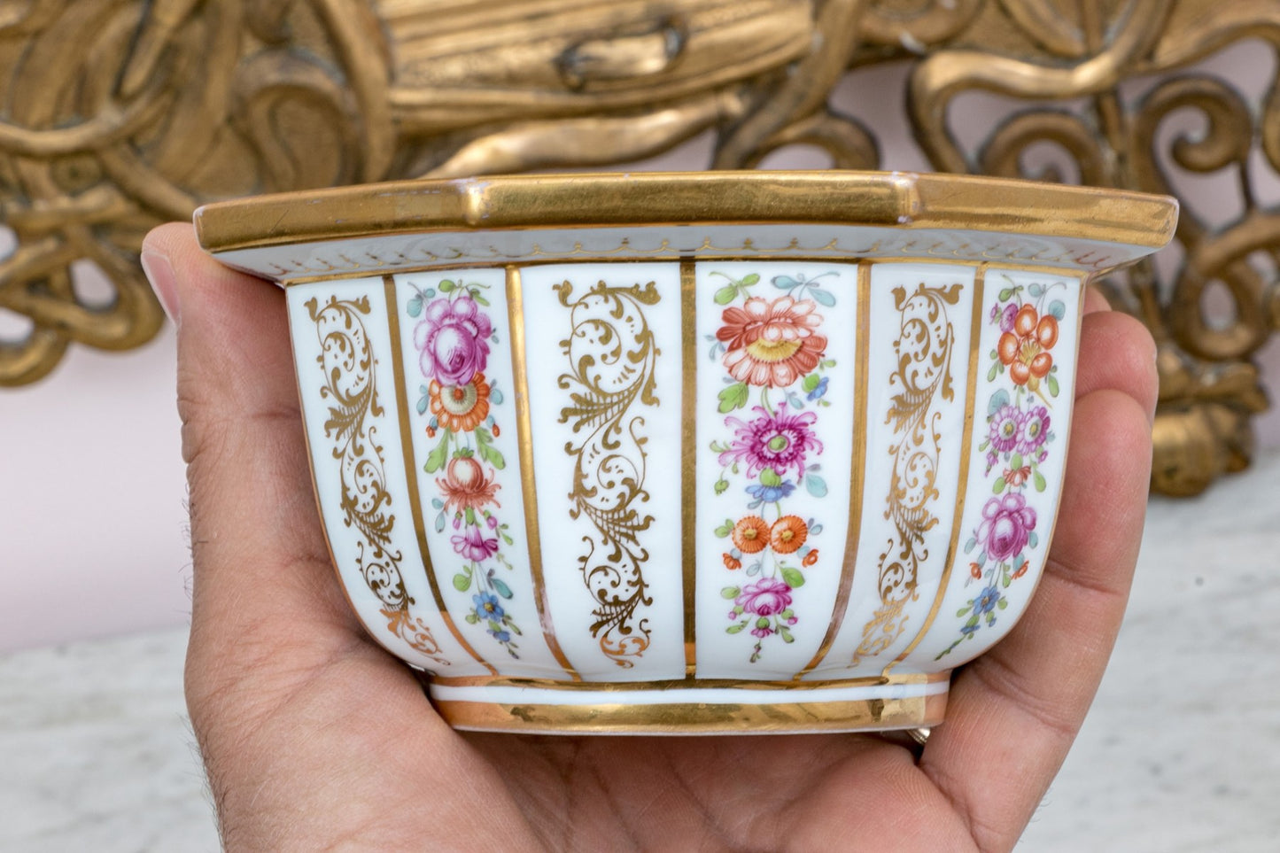 Magnificent Antique 19th C. Meissen Octagonal Sugar Bowl