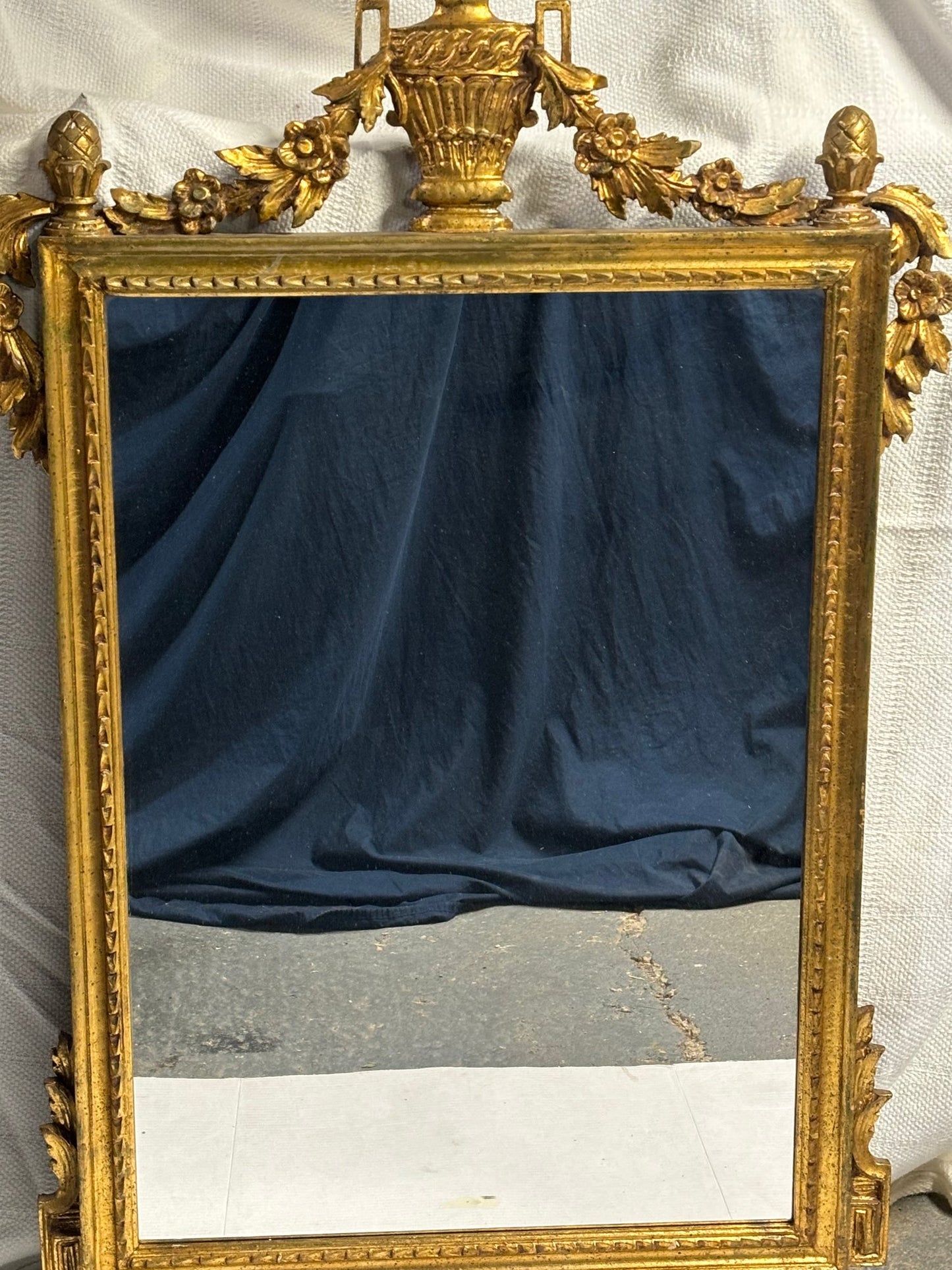 Beautifully Decorated Late 1800 Antique Carved Wooden Mirror, Large