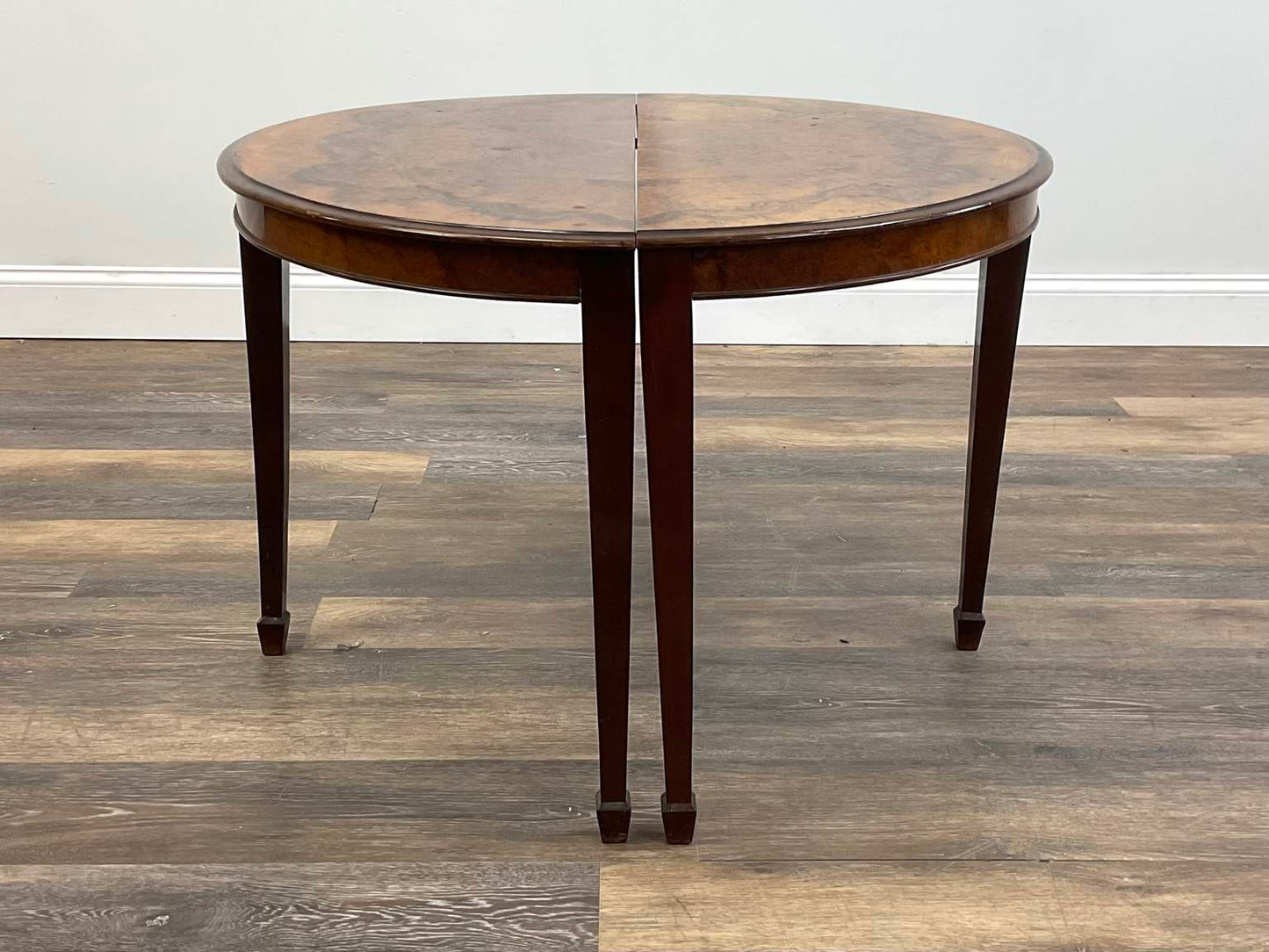 Antique George III Style Walnut Burl Demi-Lune Table/Console