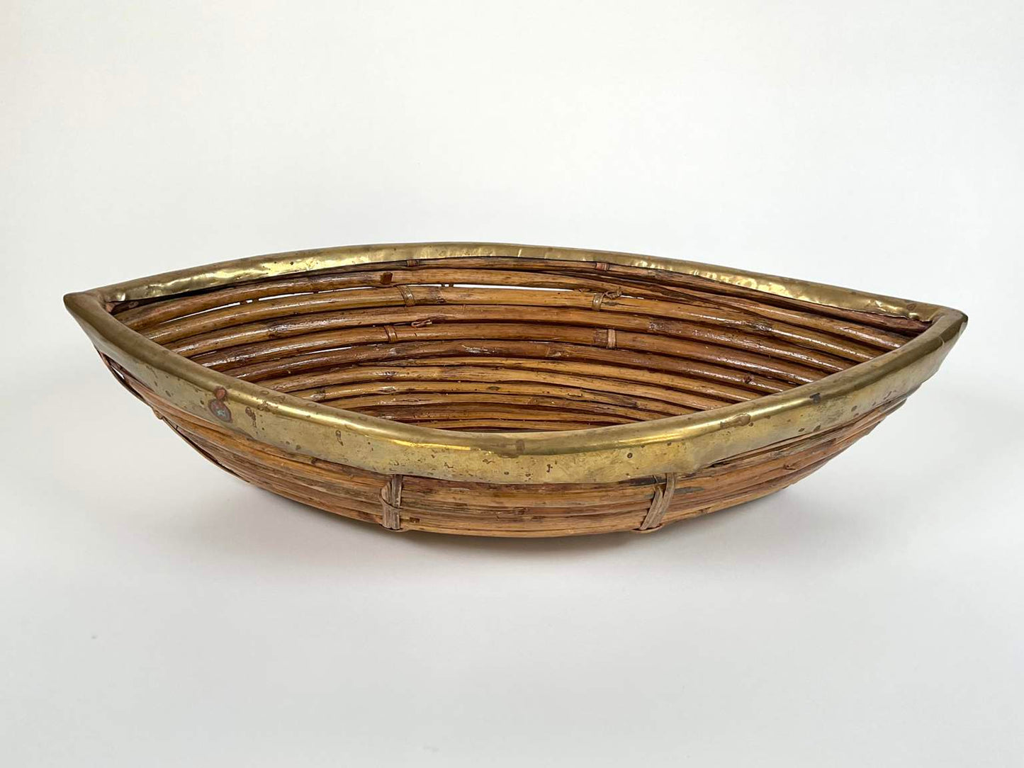 Pencil Reed Brass Banded Bowl, Late 20th century