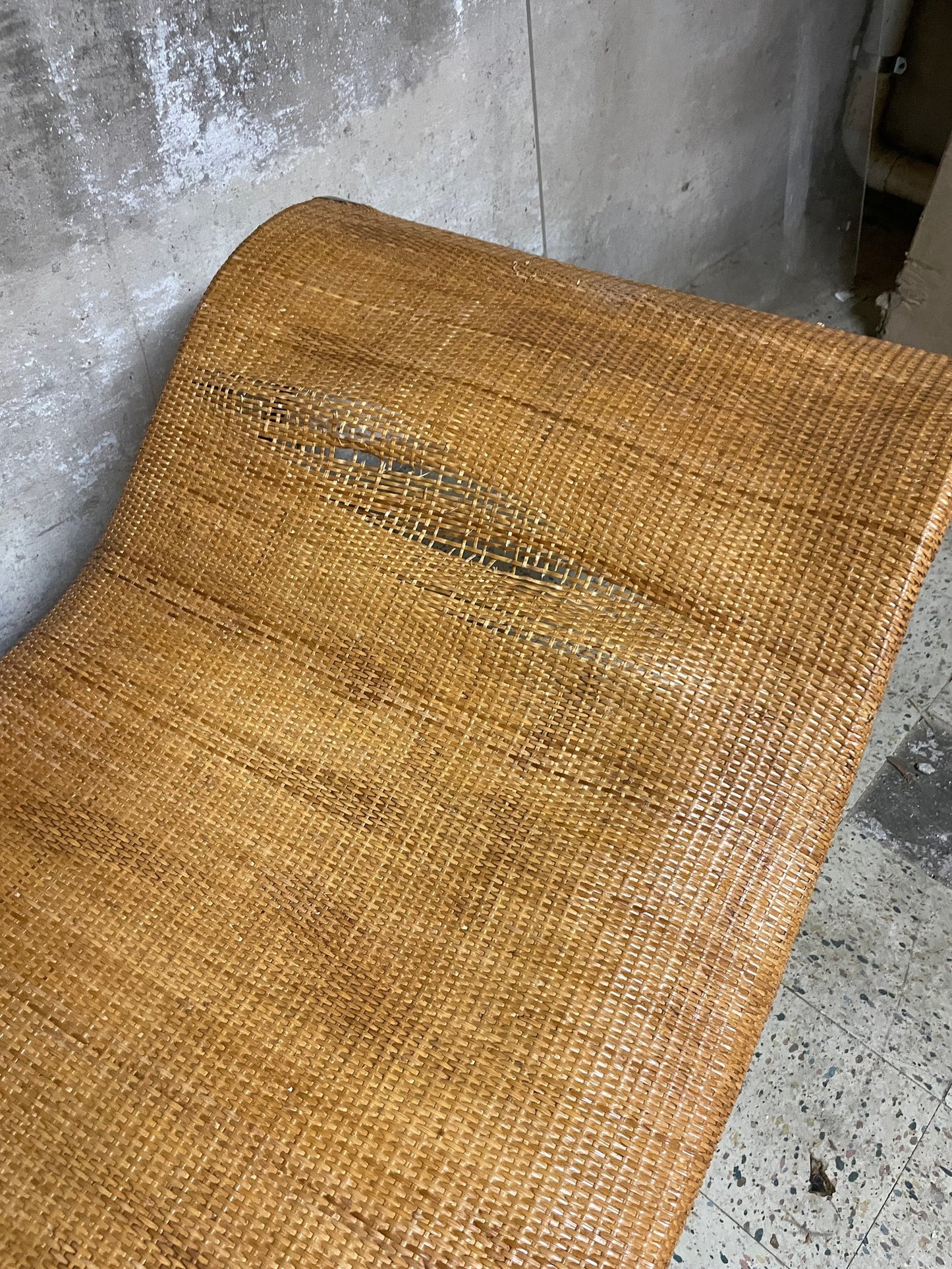 Vintage Wood And Wicker Chaise By Heywood Wakefield