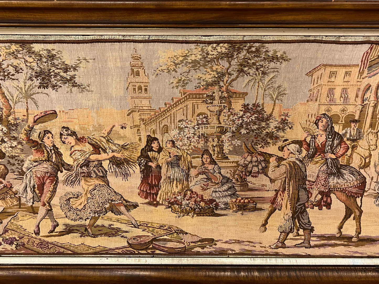 Large Framed Antique French Tapestry