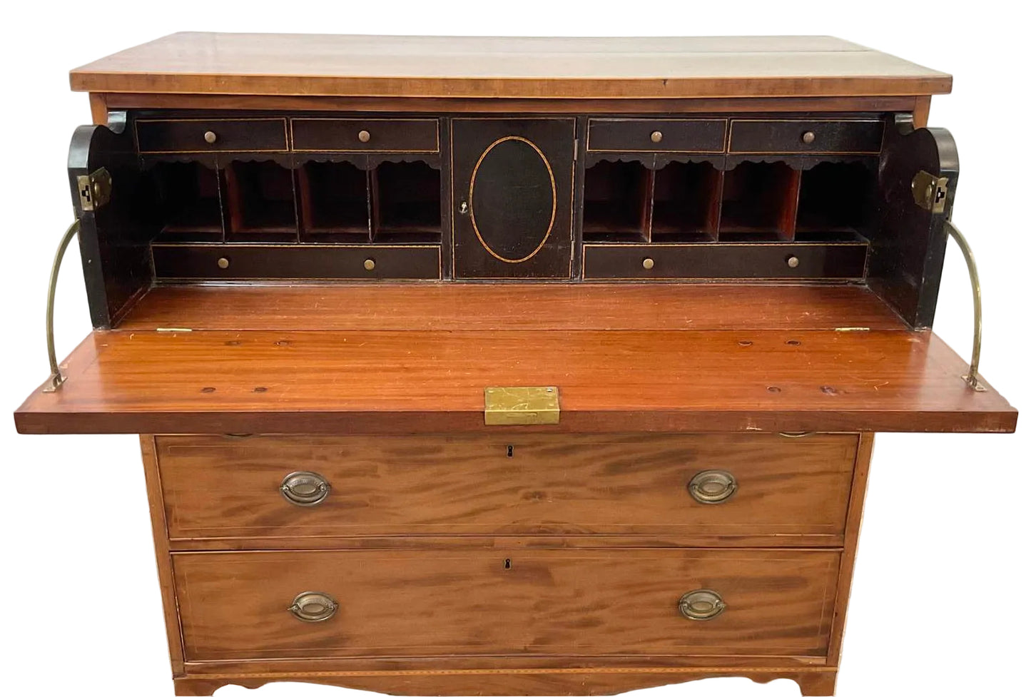 Antique Early 1800 Georgian English Secretaire Cabinet, Walnut