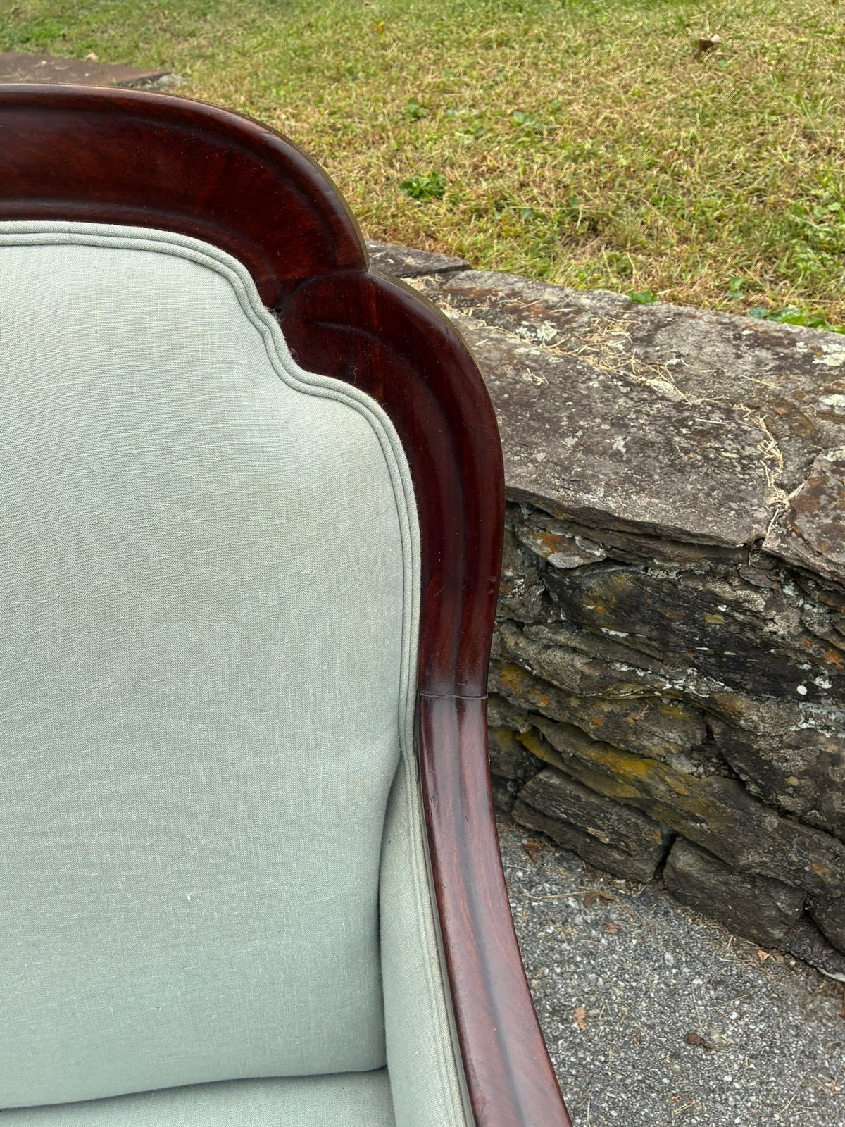 A Pair of Antique American Classical Empire Mahogany Armchair with Carved Rosette Scroll Arms, circa 1830–1850