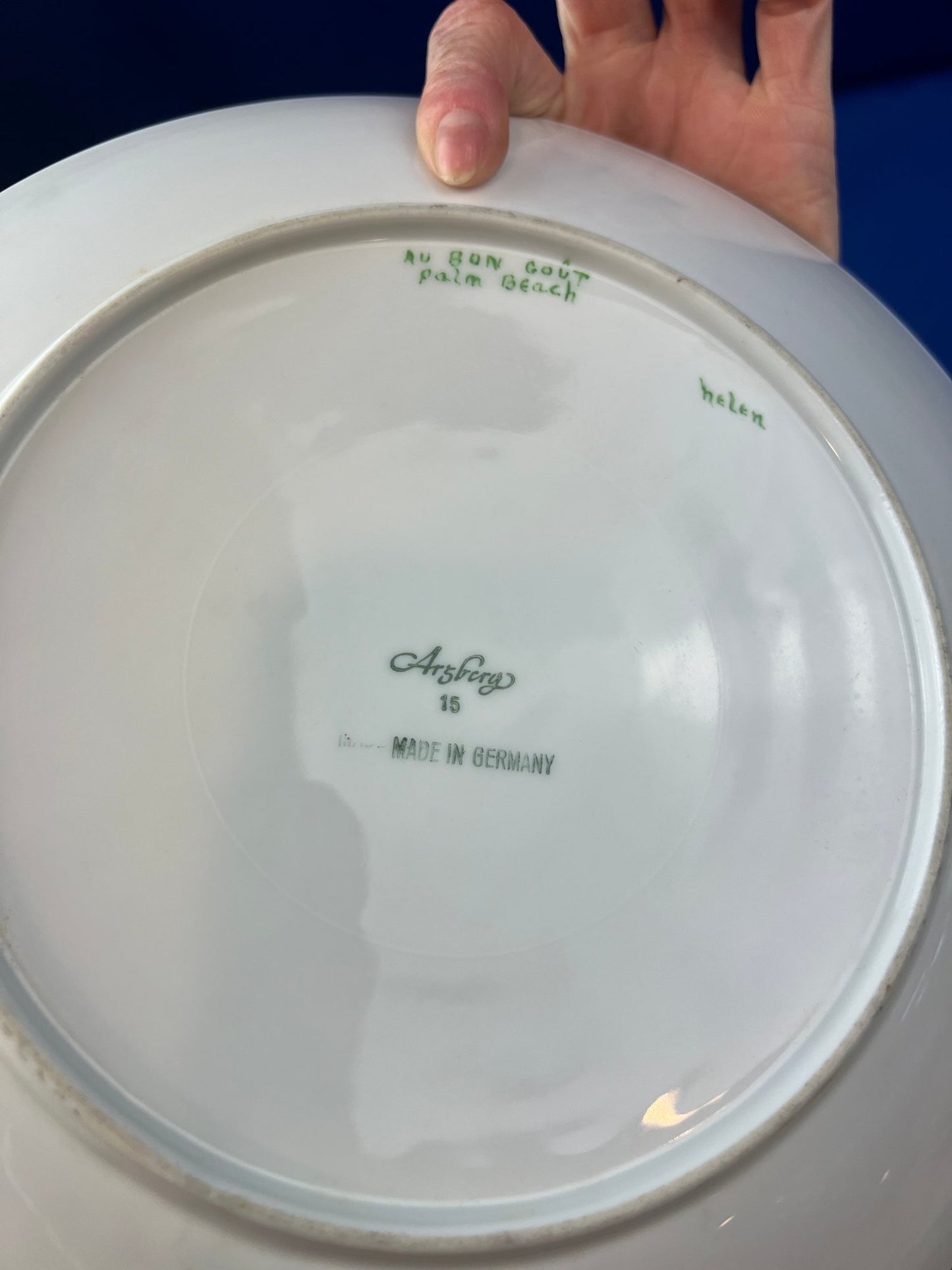 German Porcelain 10" Plates - Signed "Palm Beach - Au Bon Gout - Arzberg Germany"