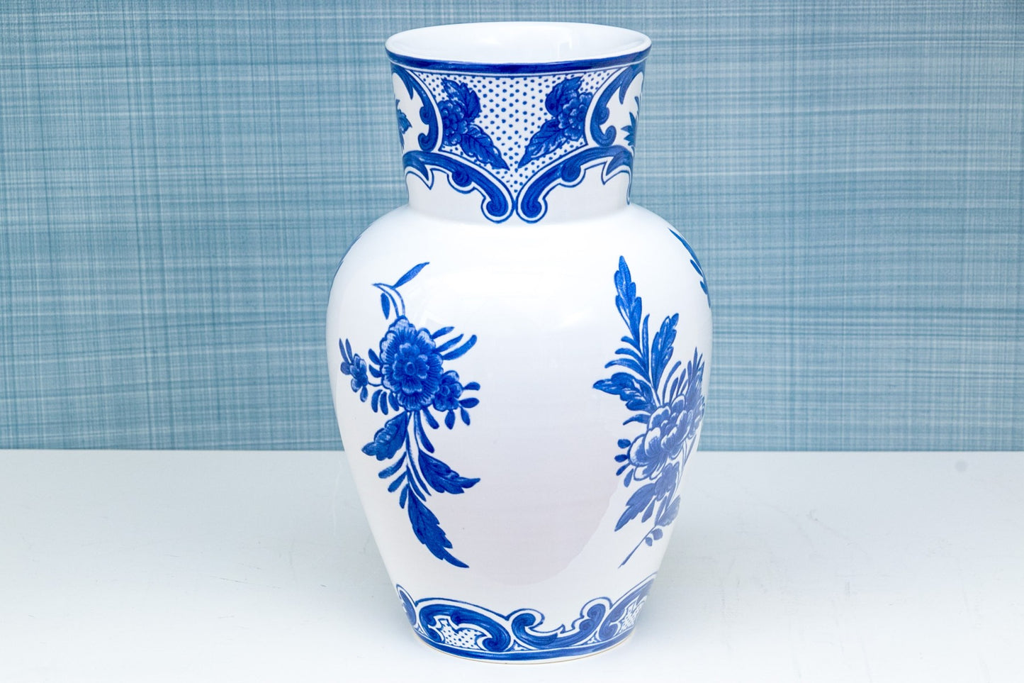 Vintage Tiffany & Co. "Tiffany Delft" Blue And White Vase