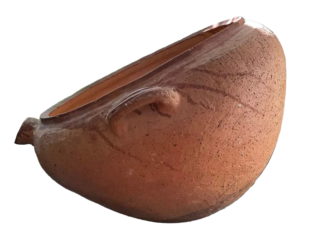 Large Antique Terracotta Vessel with Spout & Handles