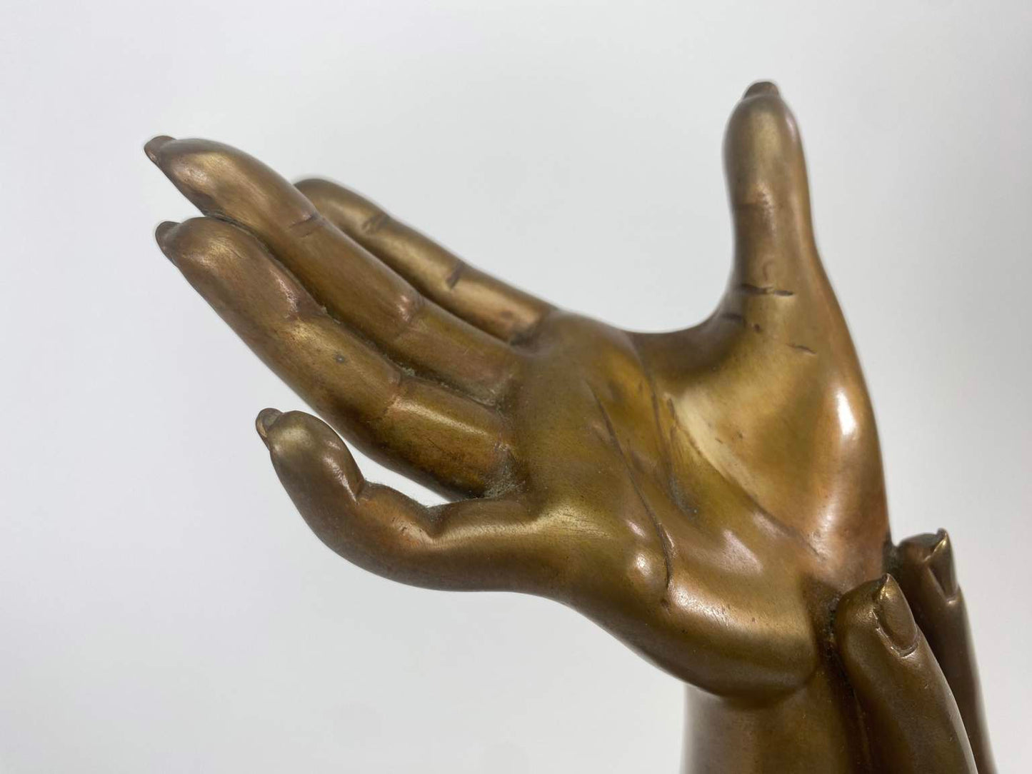 Elegant Bronze Hand Sculpture on Marble Base Signed