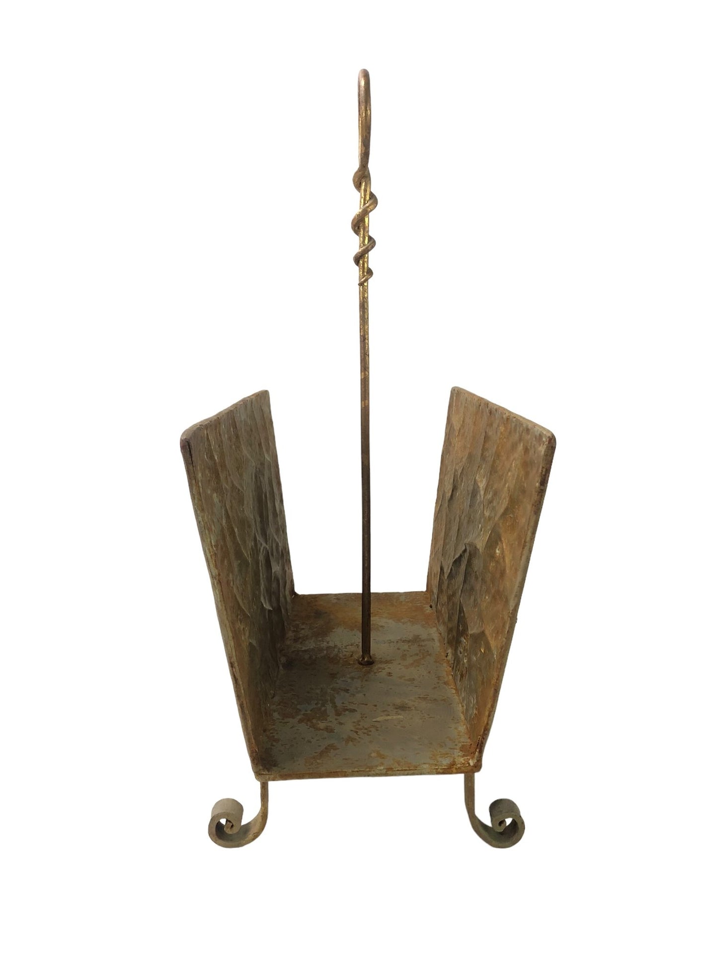 Mid-Century Modern Hand Forged Wrought Iron & Steel Firewood Rack - #S16-F