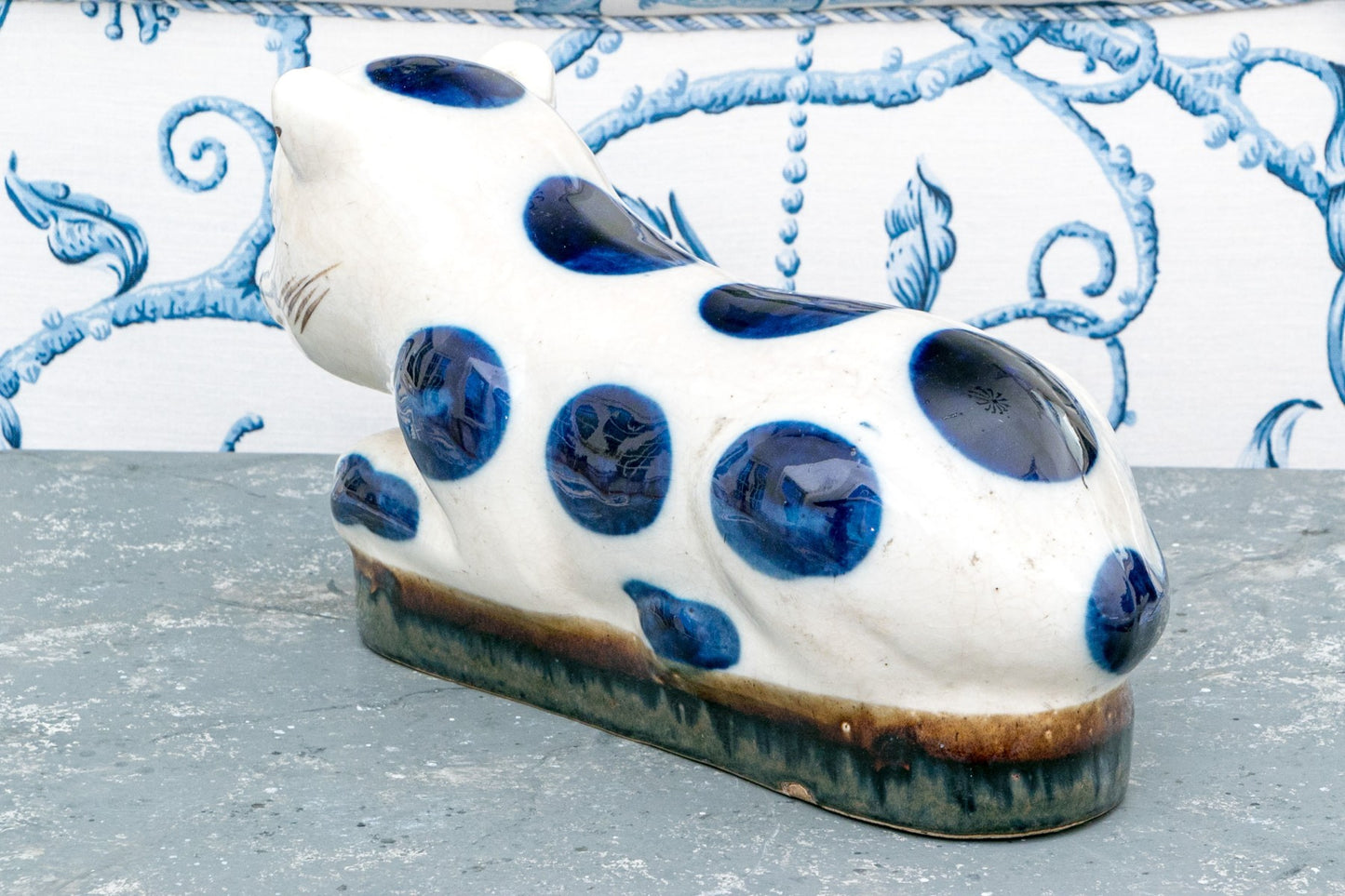 Chinese 19th Century Cat Form Glazed Ceramic Pillow