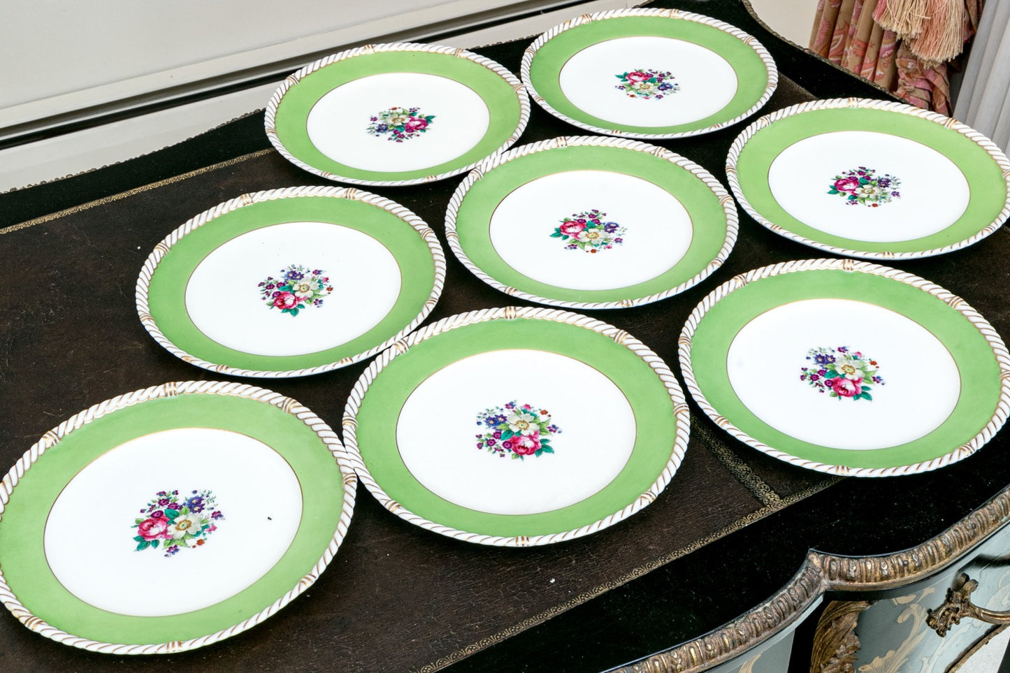 Antique English Cauldon China Plates, Set Of 8