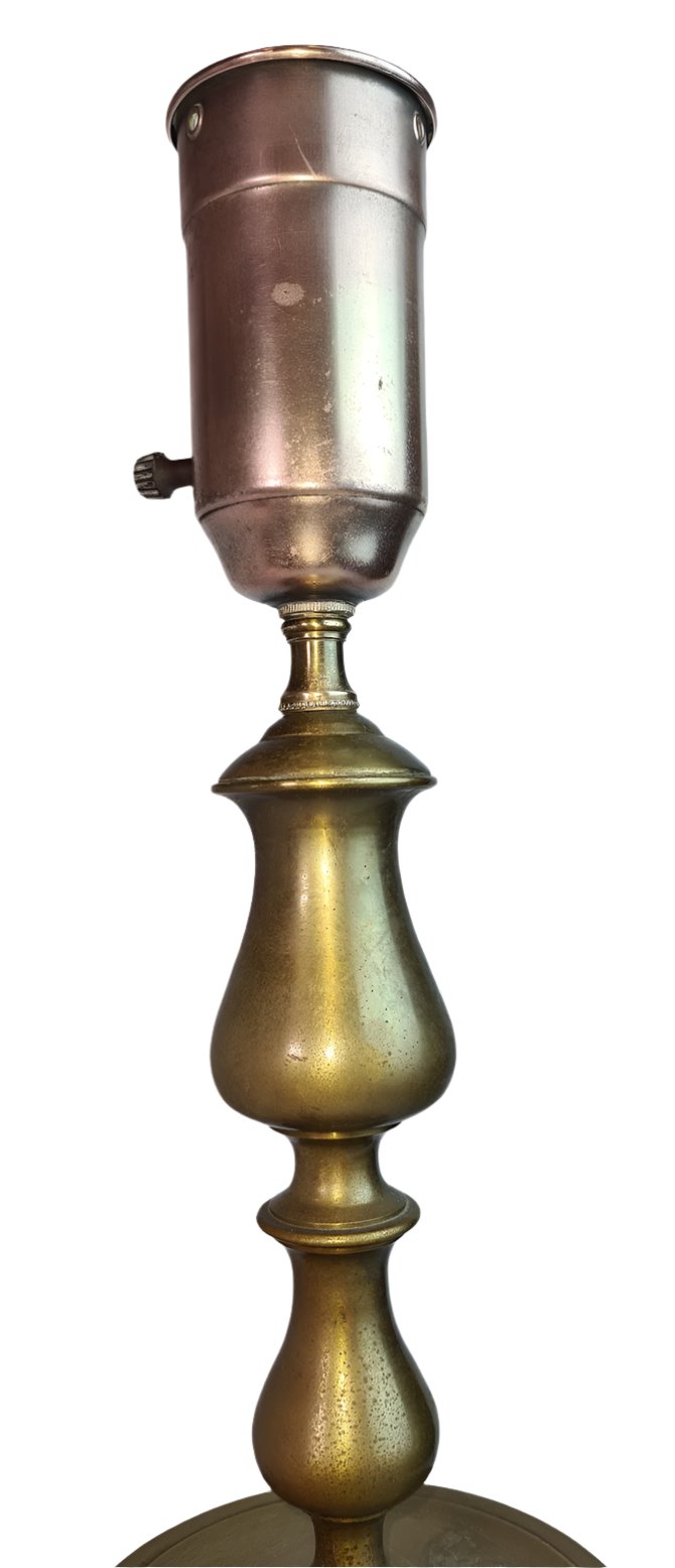 Vintage Tall Solid Brass Asian Style Candlestick Lamp