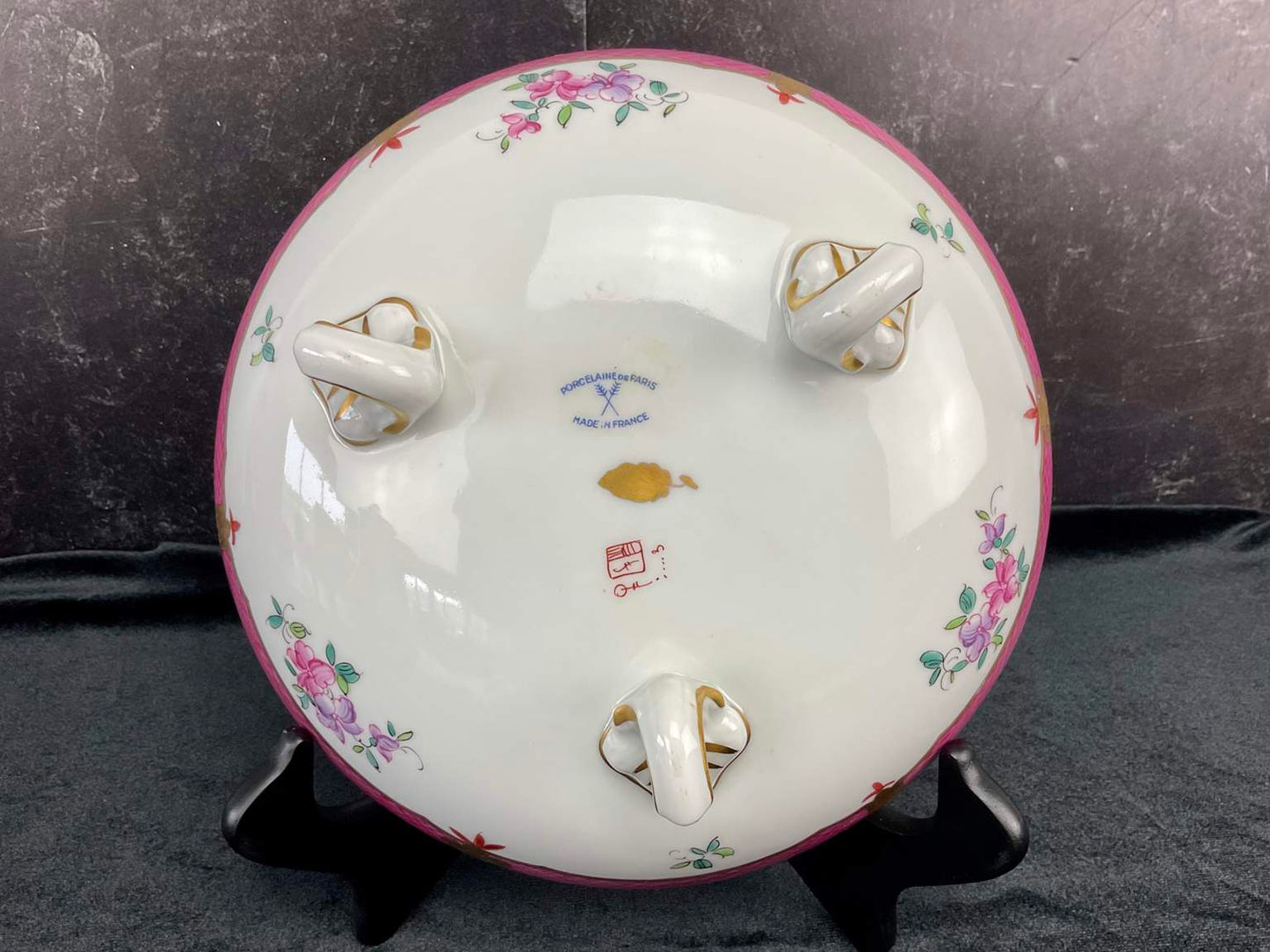 Antique Porcelain de Paris Pink Edme Samson et Cie Floral Footed Bowl &amp; Turquoise Boyer Teapot