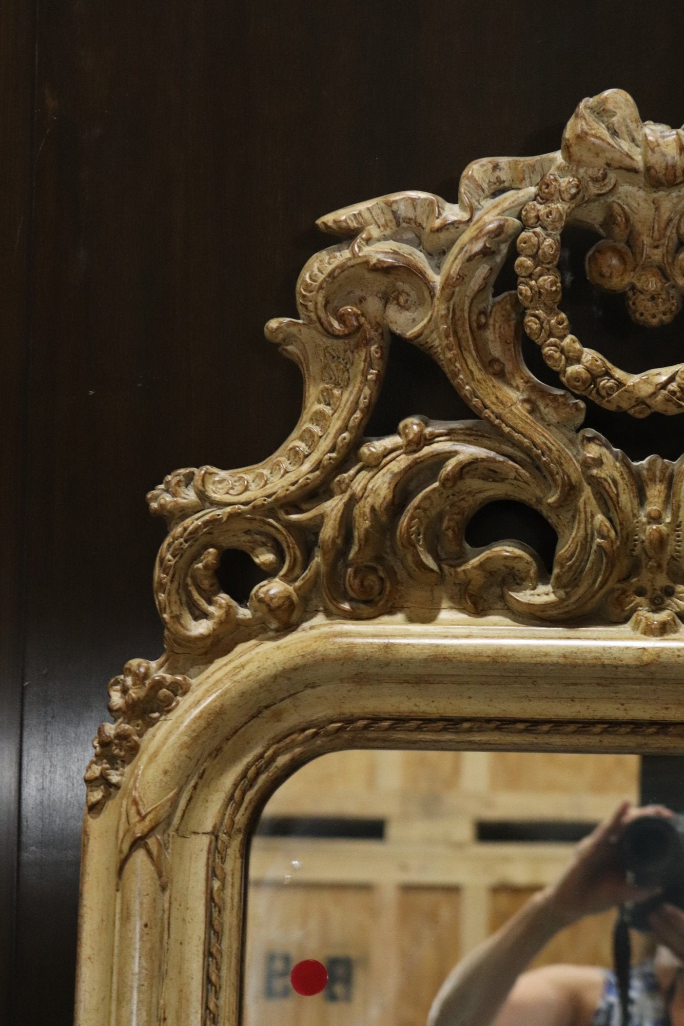 Vintage Ornate Gilt Carved Wood French Style Wall Mirror 27 X 3 X 68 Inches