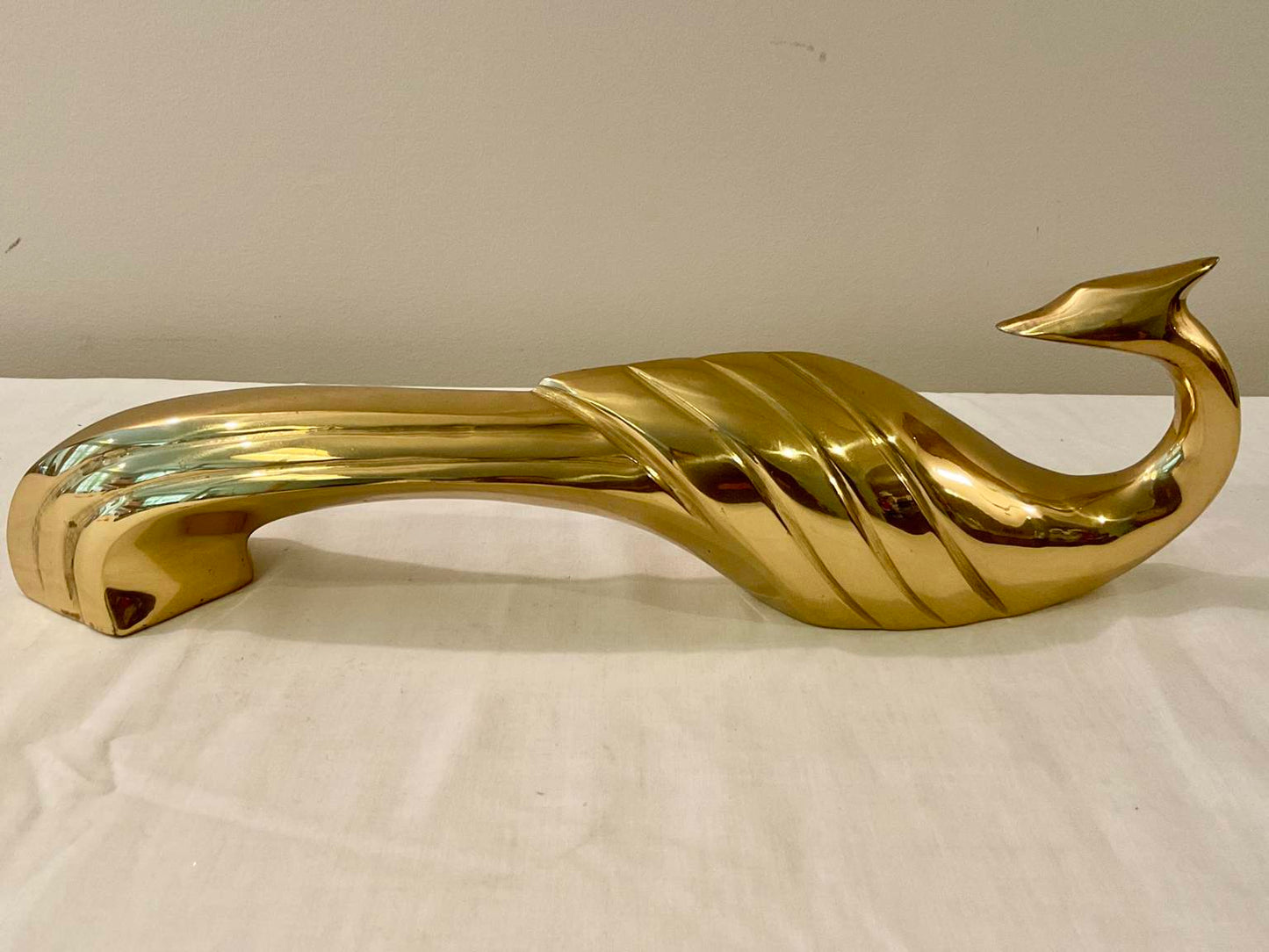 Mid Century Sculptural Brass Peacock