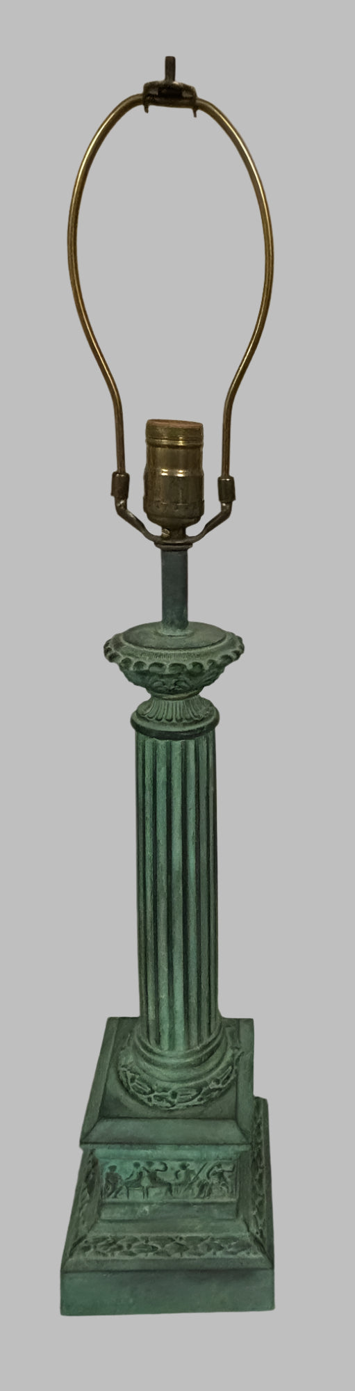 Vintage Pair Of Bronze Tall Table Lamps With Nice Shades