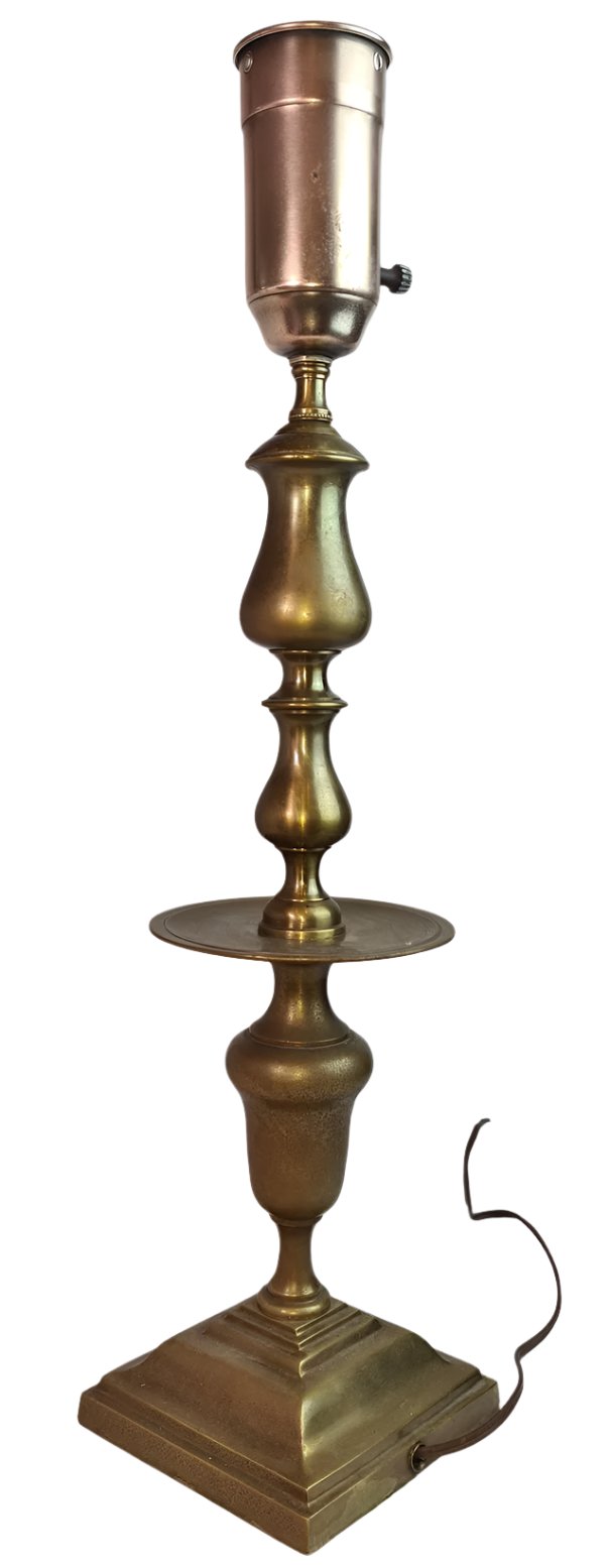 Vintage Tall Solid Brass Asian Style Candlestick Lamp