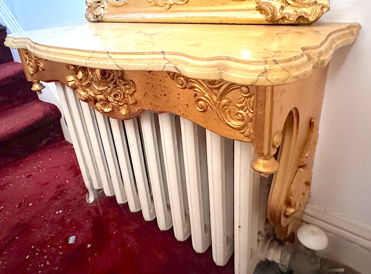Monumental 19th-Century Rococo Revival Giltwood Pier Mirror &amp; Matching Console, c. 1860–1875