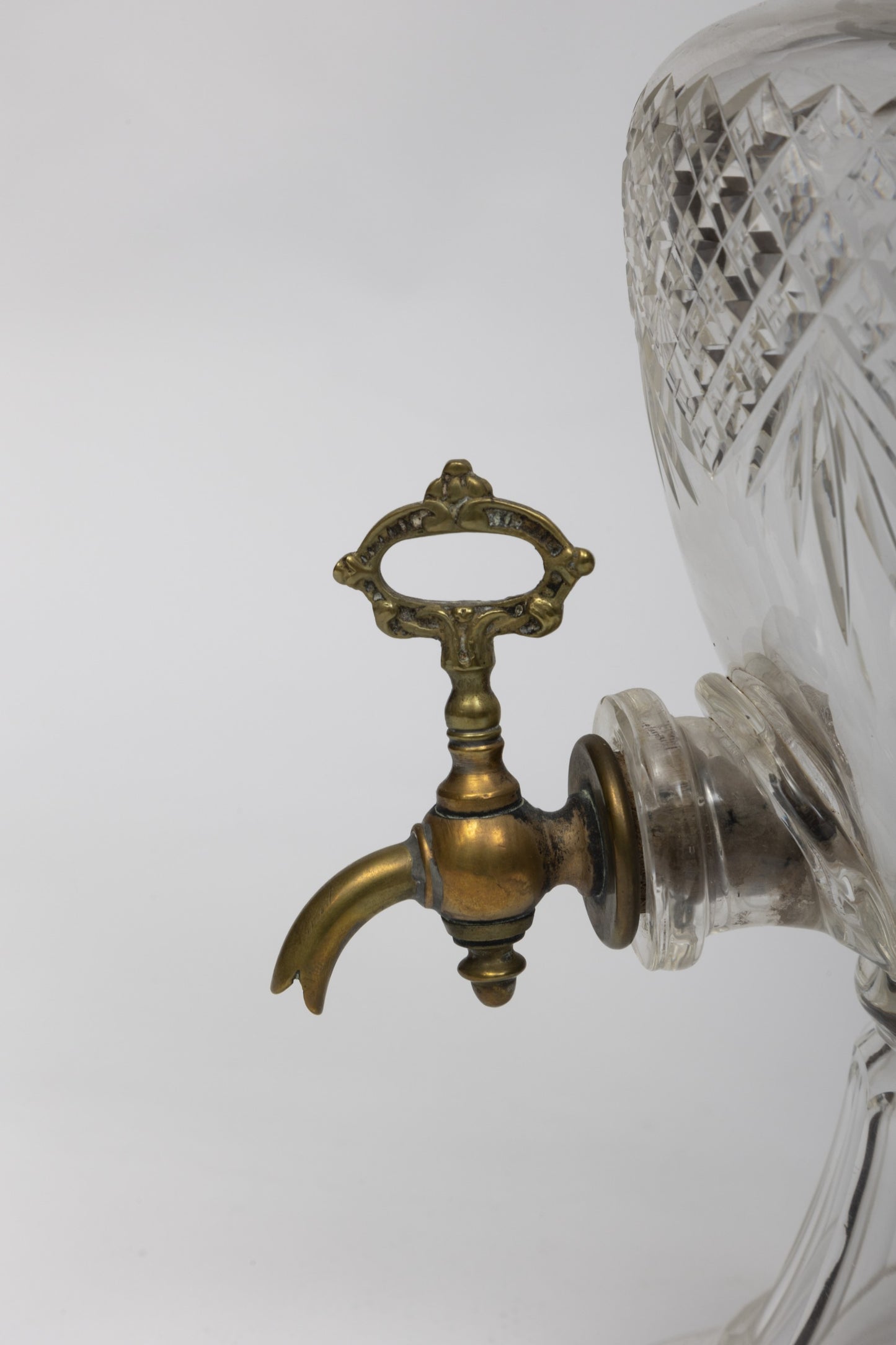 Antique French Cut Crystal Tall Decanter With Spigot