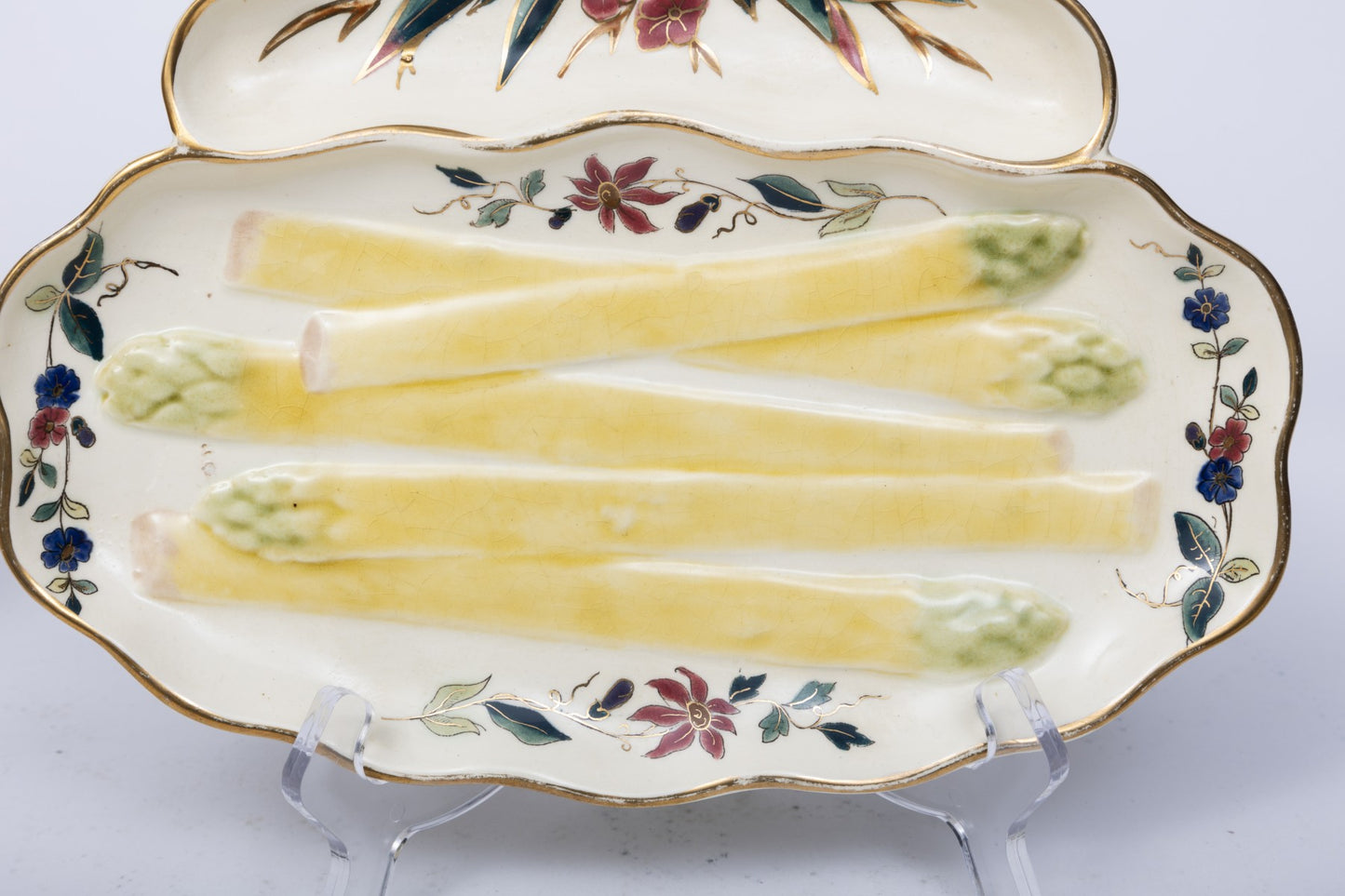 Antique Porcelain Asparagus Dishes- Set Of 10