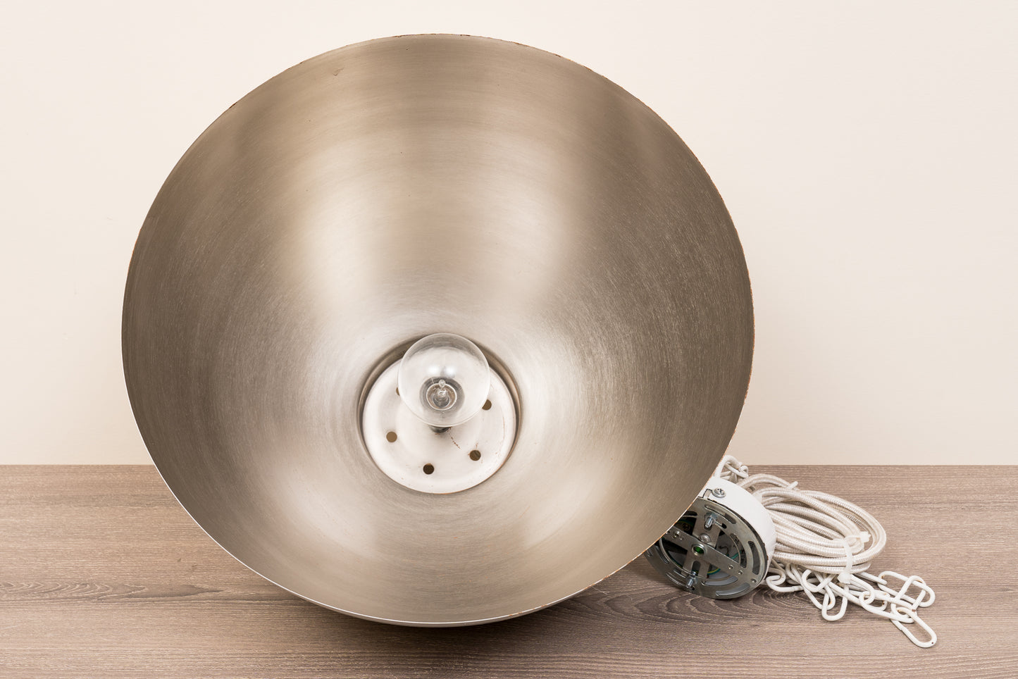 Enameled White Metal Dome Light Fixture
