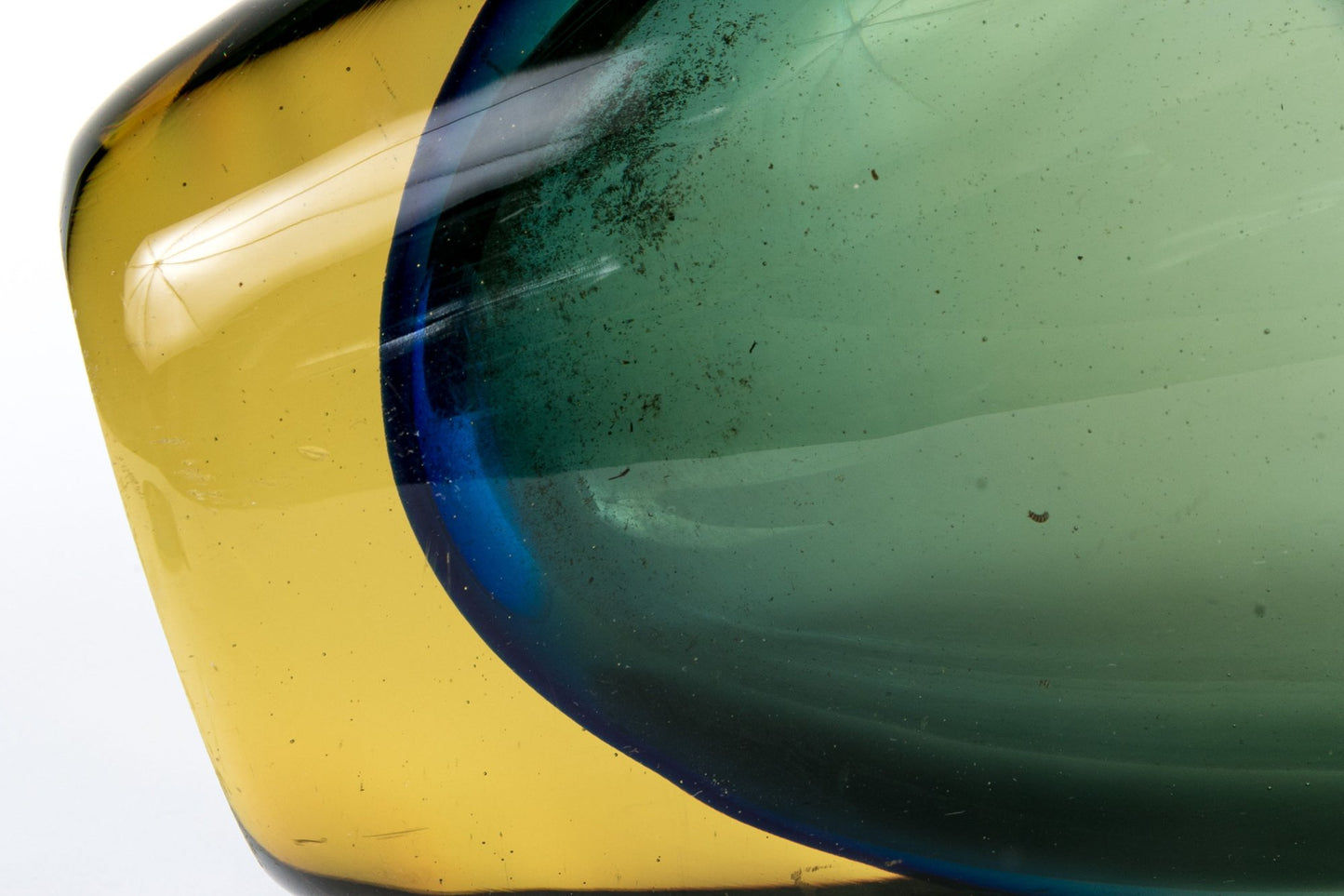 Stunning 15" Heavy Monumental Tri-Color Glass Vase