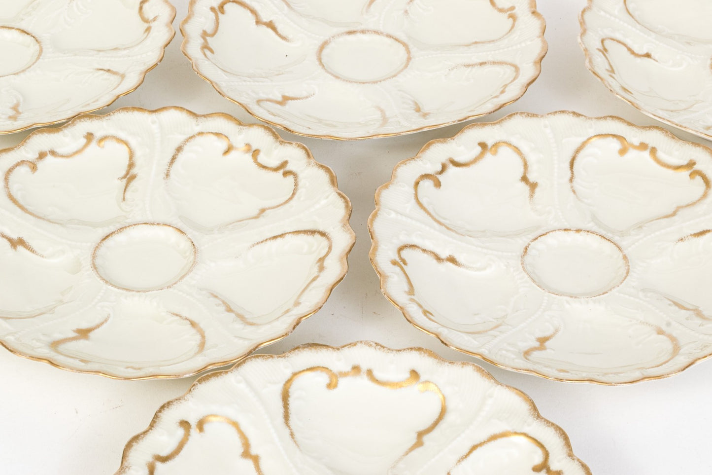 Set Of Six Antique Oyster Plates, Probably French
