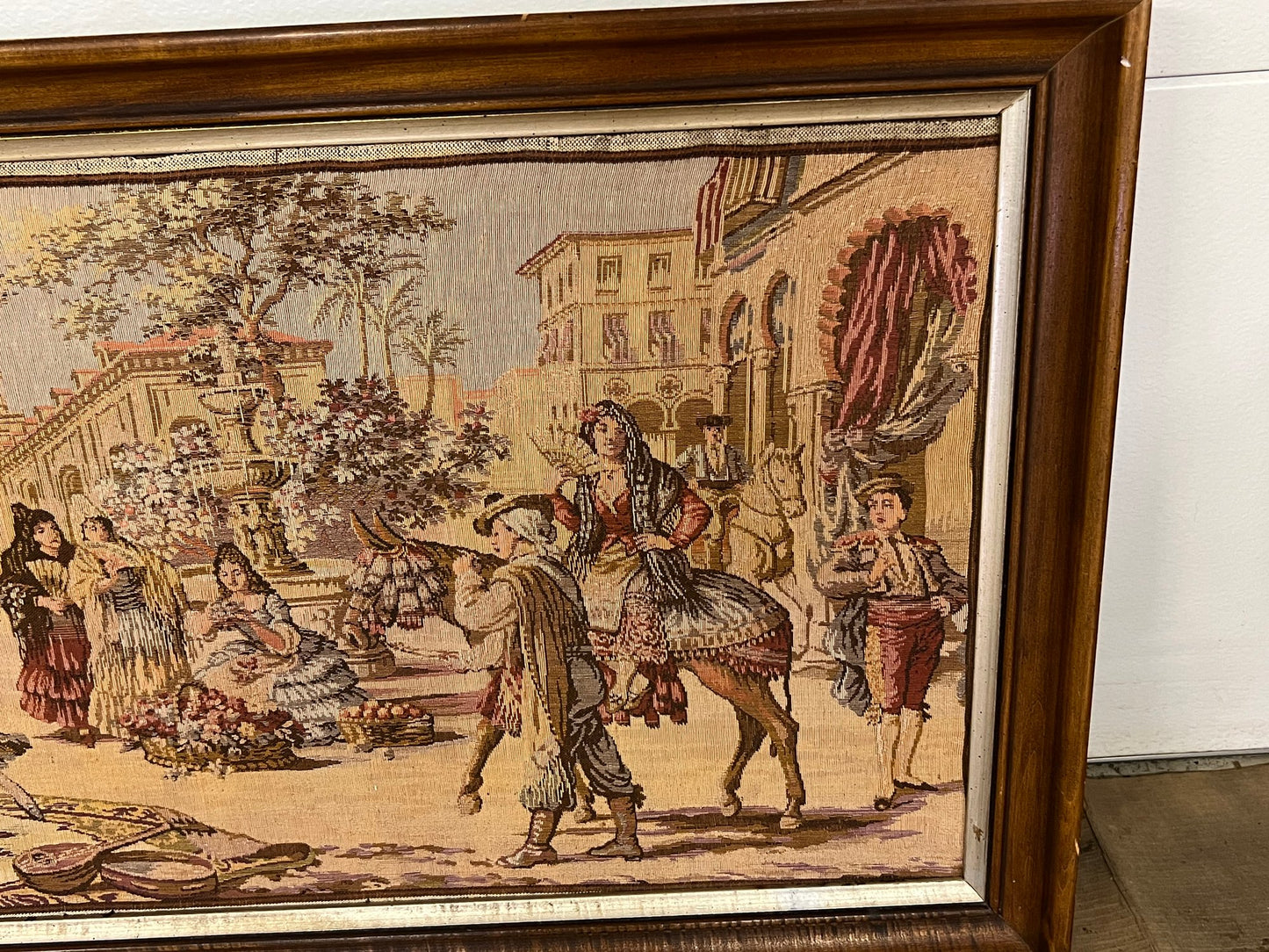 Large Framed Antique French Tapestry