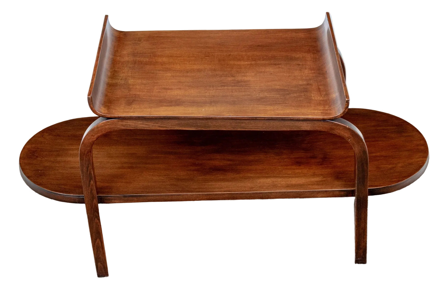 MCM/Art Deco Two Tier Wood Accent Table Attributed to Thonet-Mundus